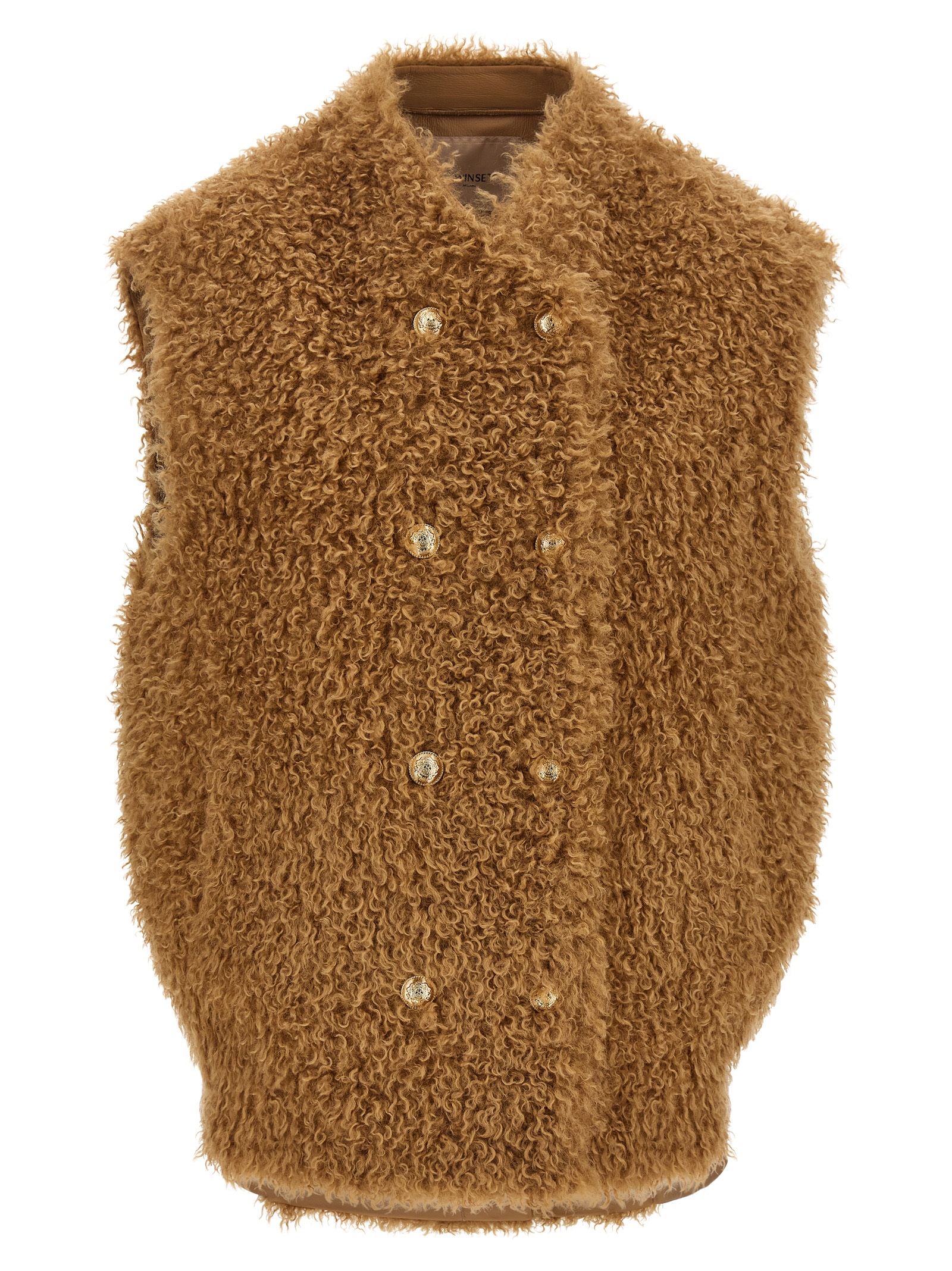 Brown Polyester Sleeveless Jacket