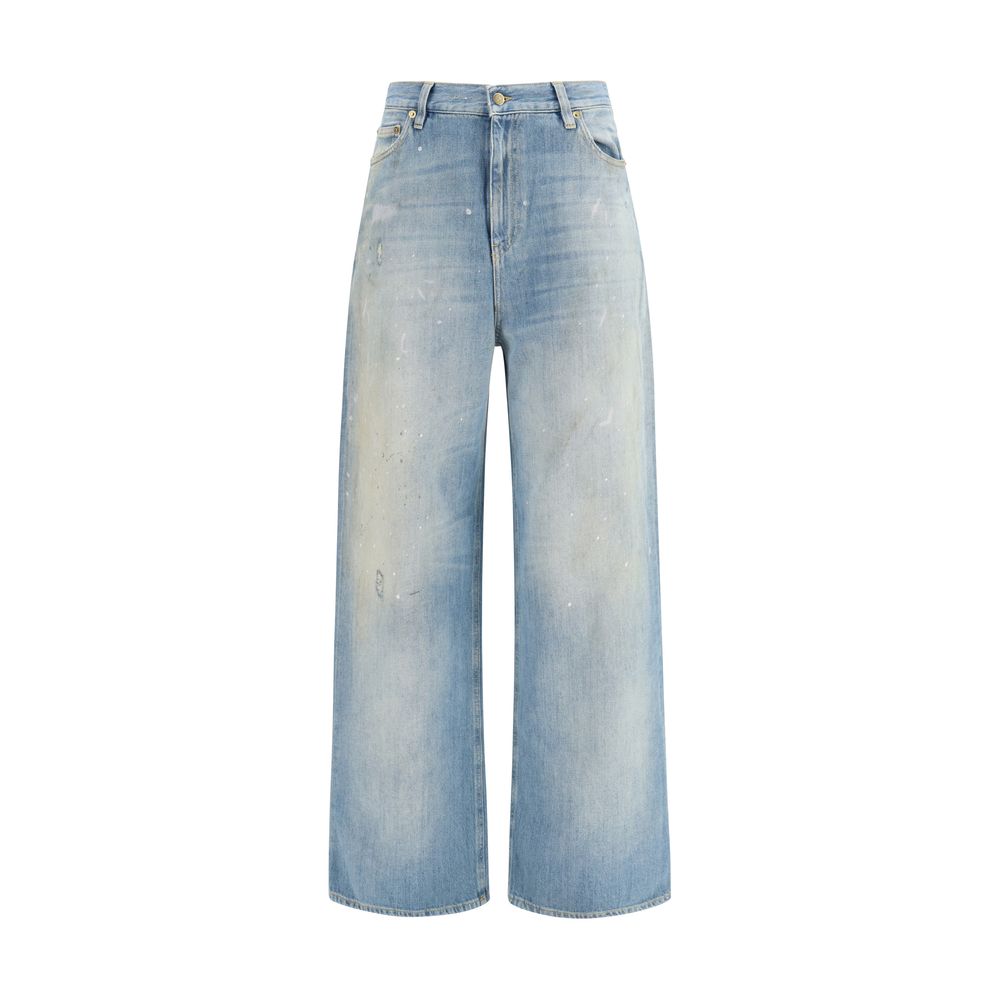 Blue Cotton Boyfriend Jeans