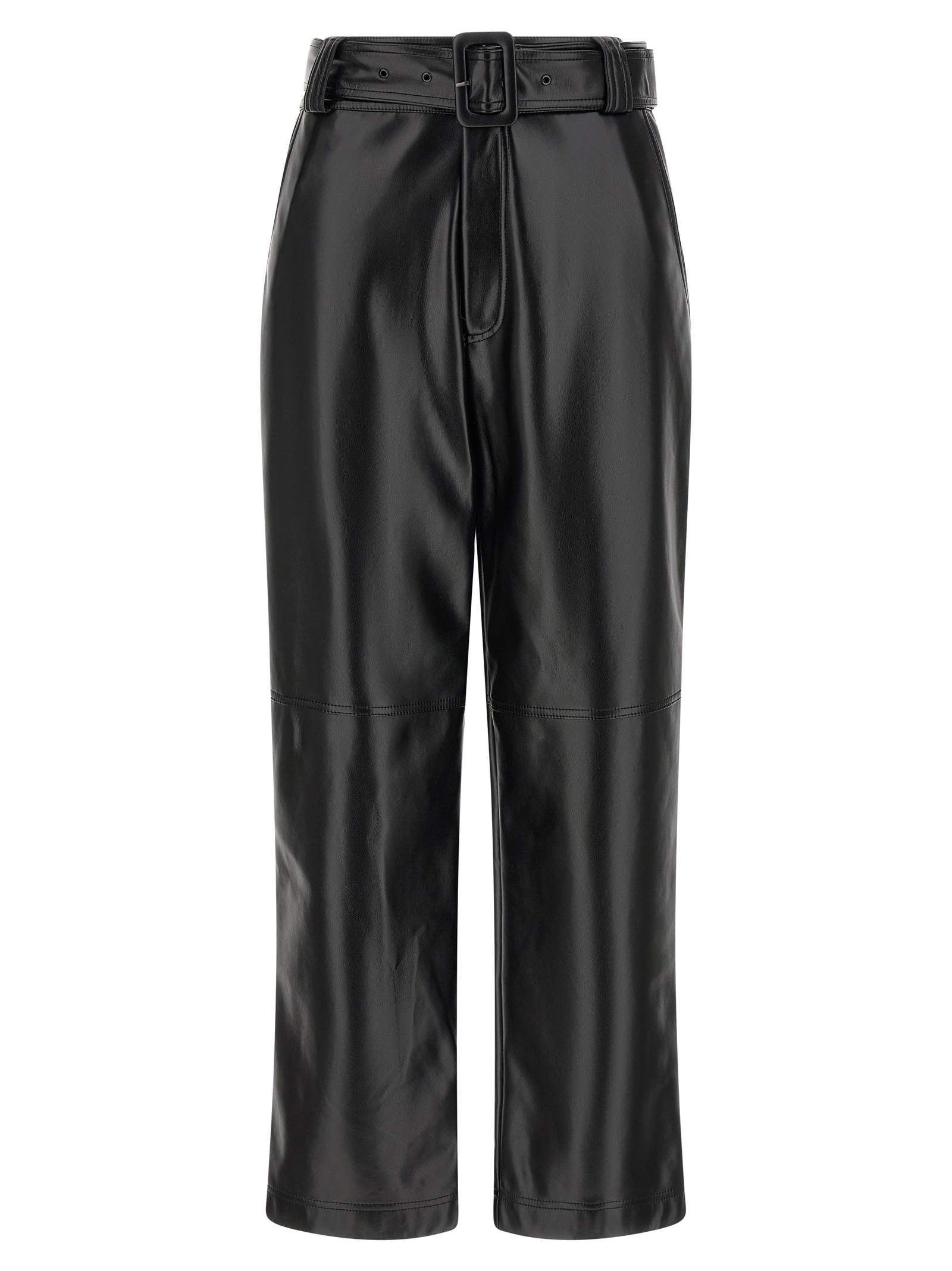 Black Polyester Cropped Pants