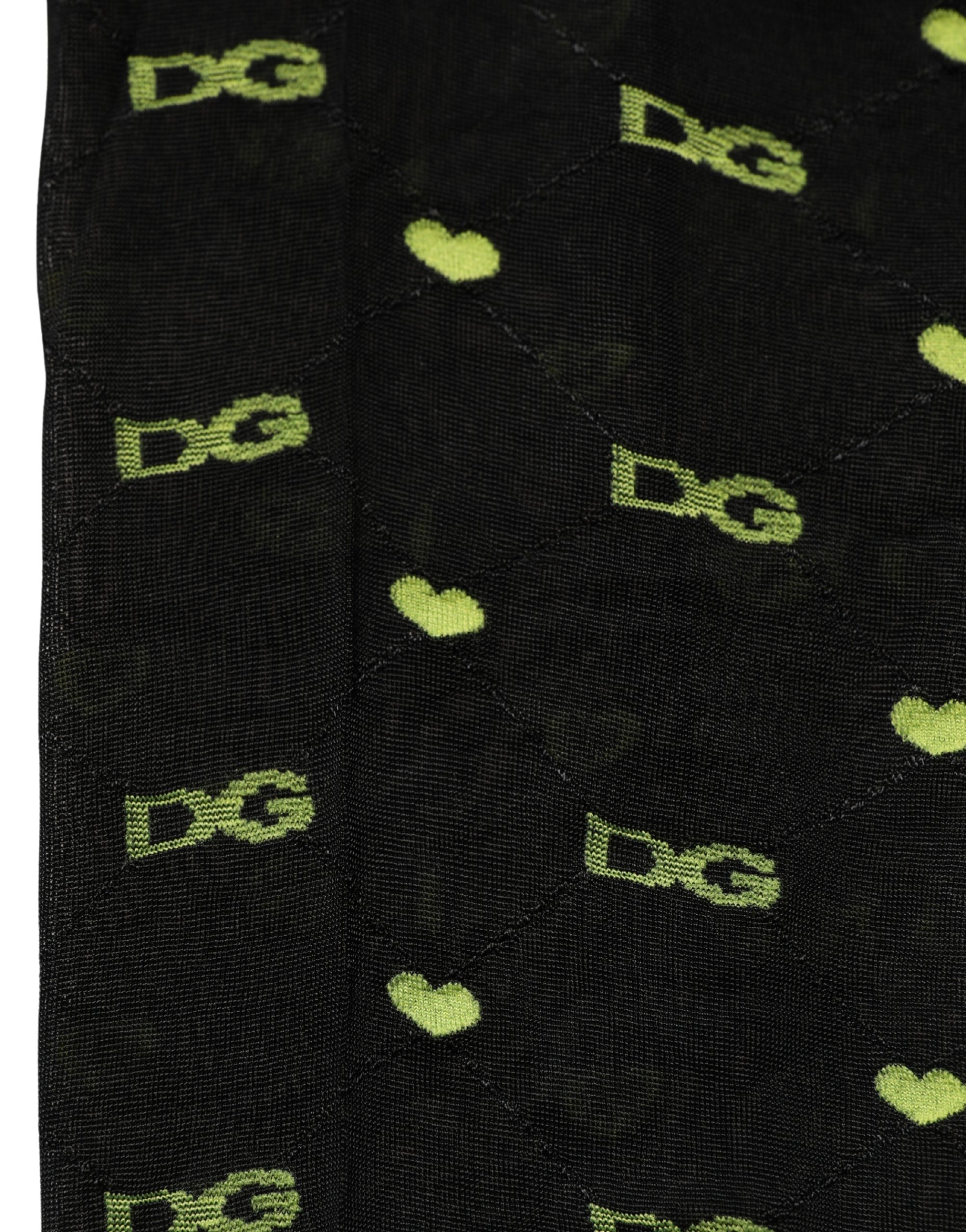 Black Green Nylon Logo Tights Stocking Pantyhose Socks