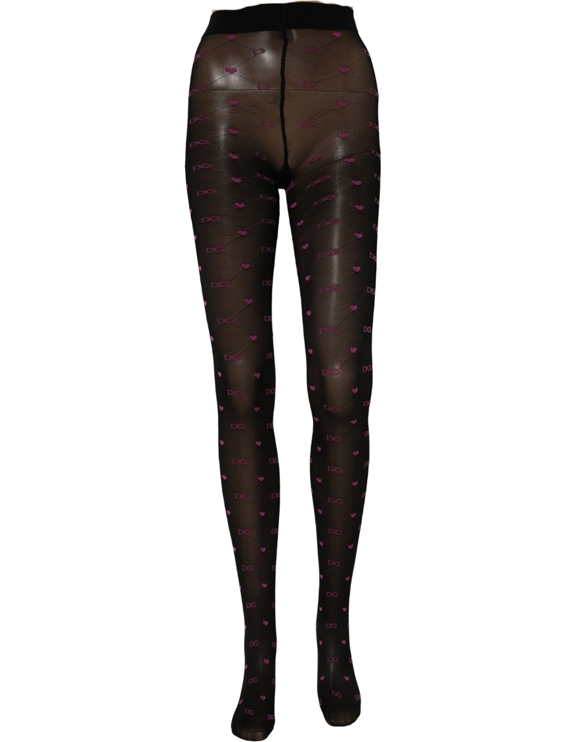 Black Nylon Hearts Tights Stocking Pantyhose Socks