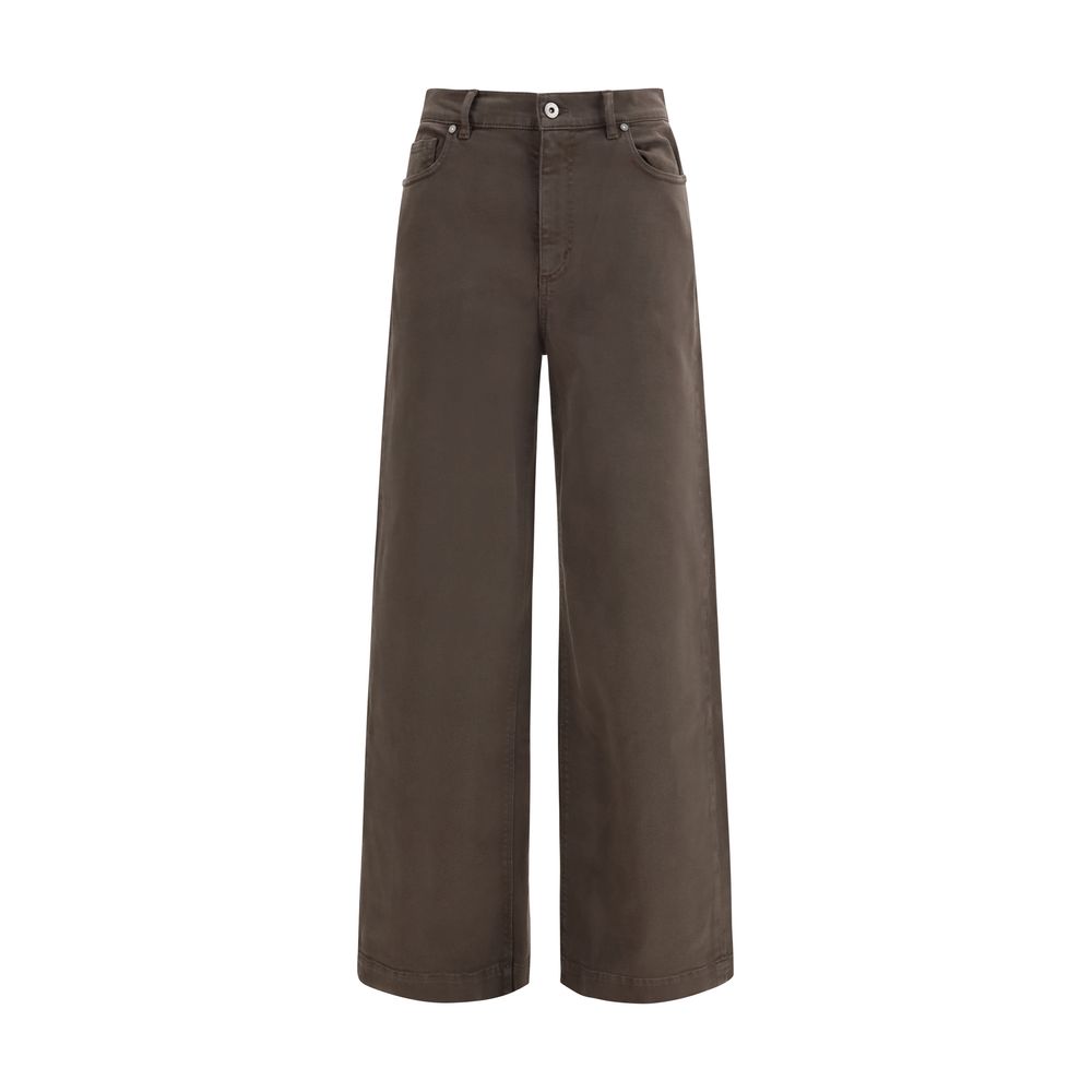 Brown Cotton Casual Pants