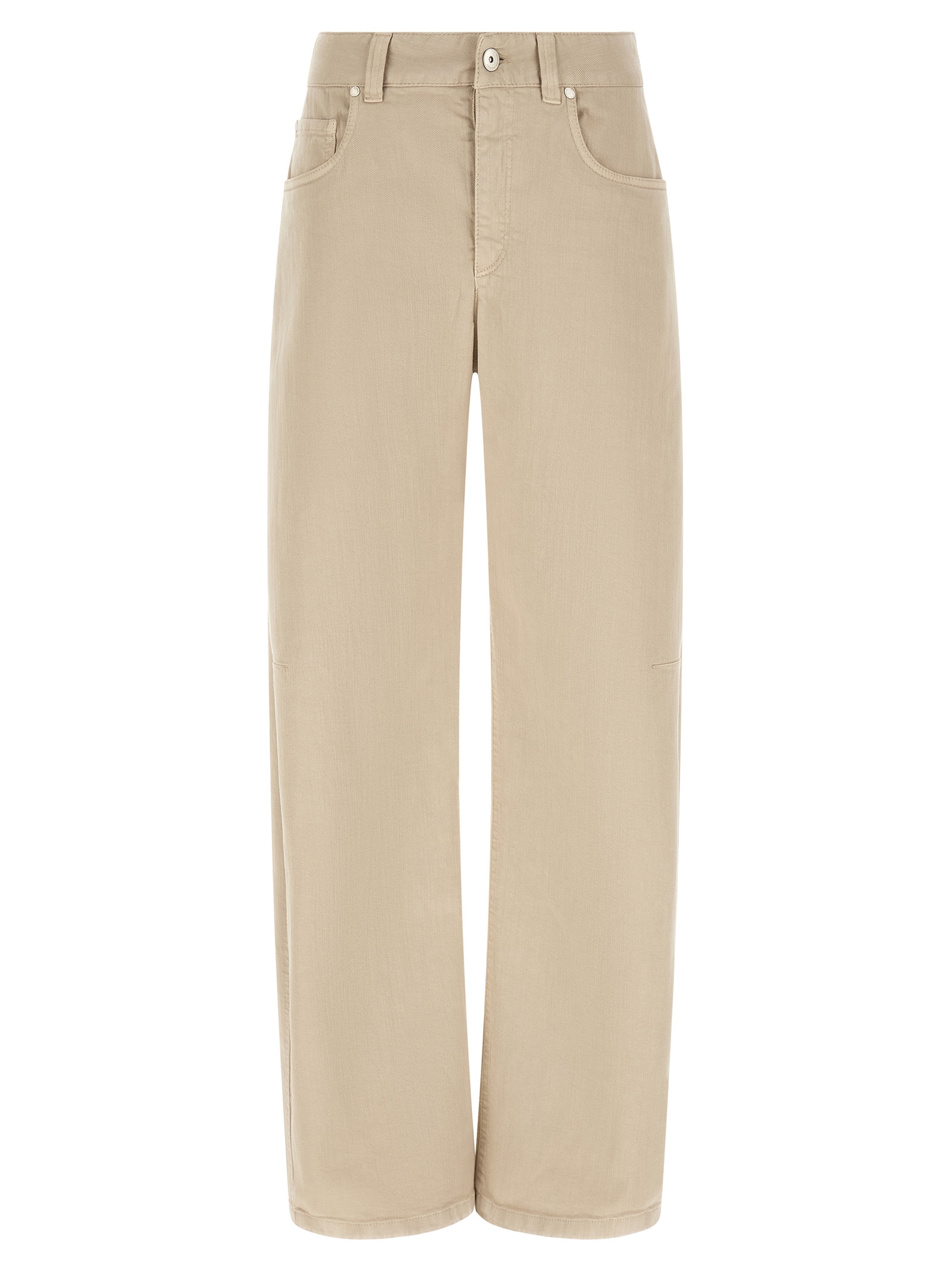 Beige Cotton Relaxed Fit Jeans
