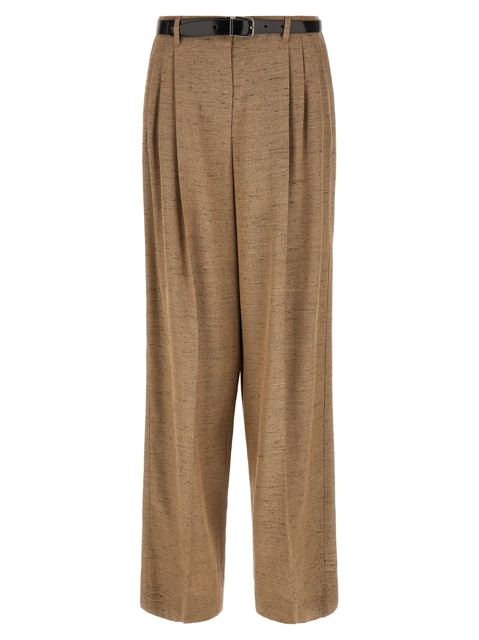 Beige Viscose Casual Pants