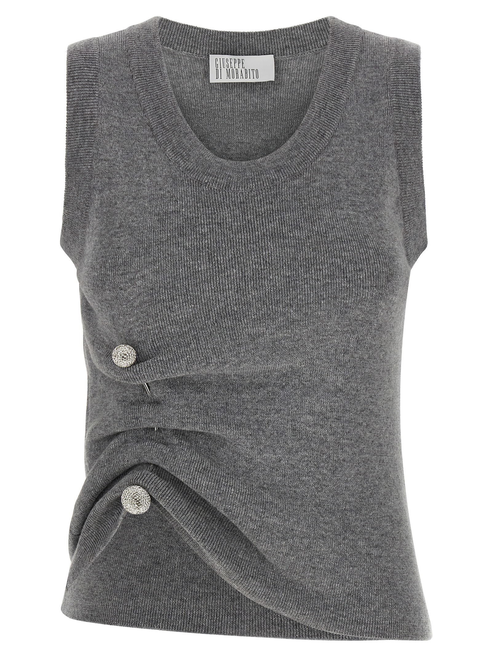 Gray Virgin Wool Sleeveles Sweater