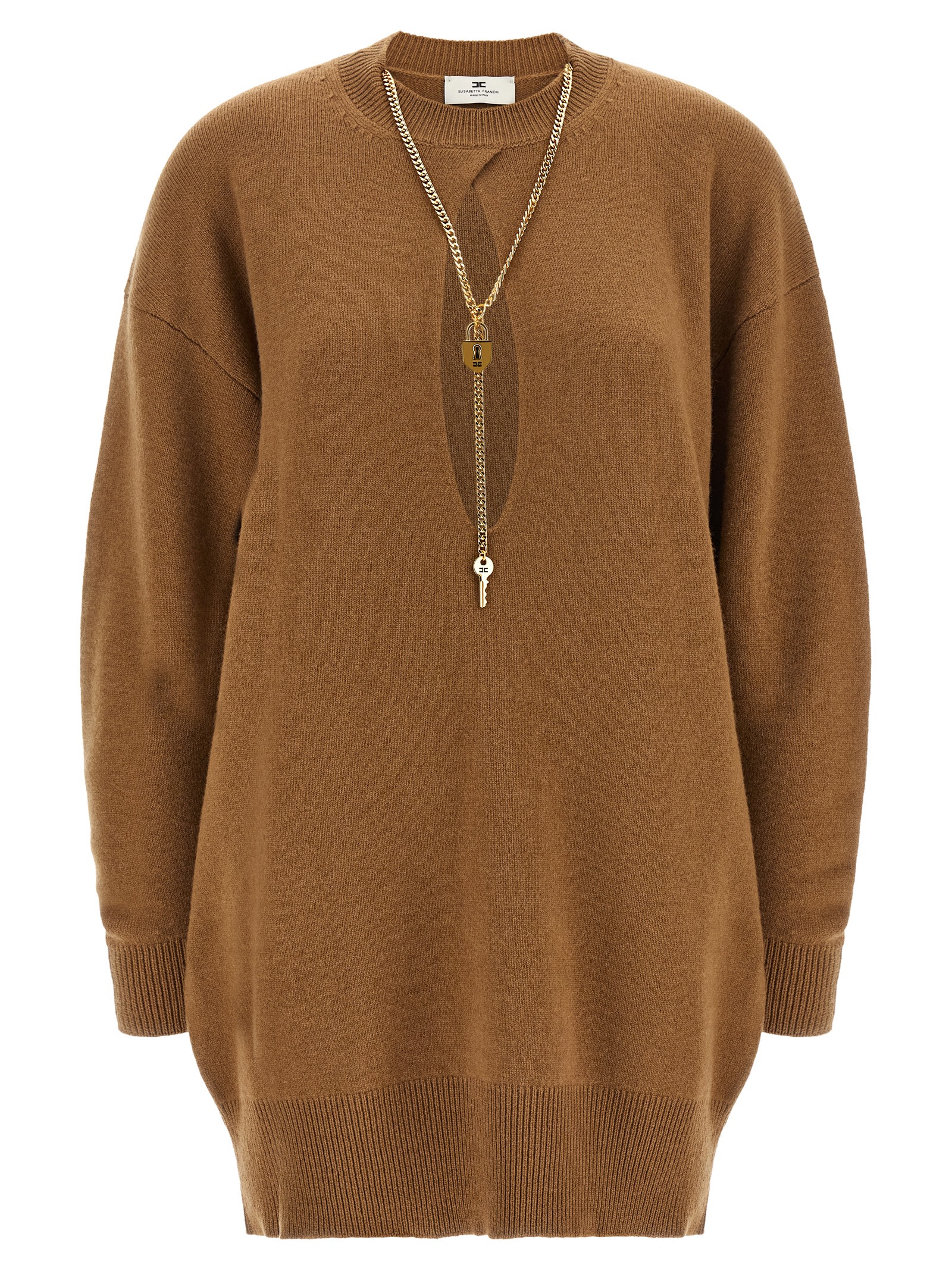 Brown Wool Short Dress