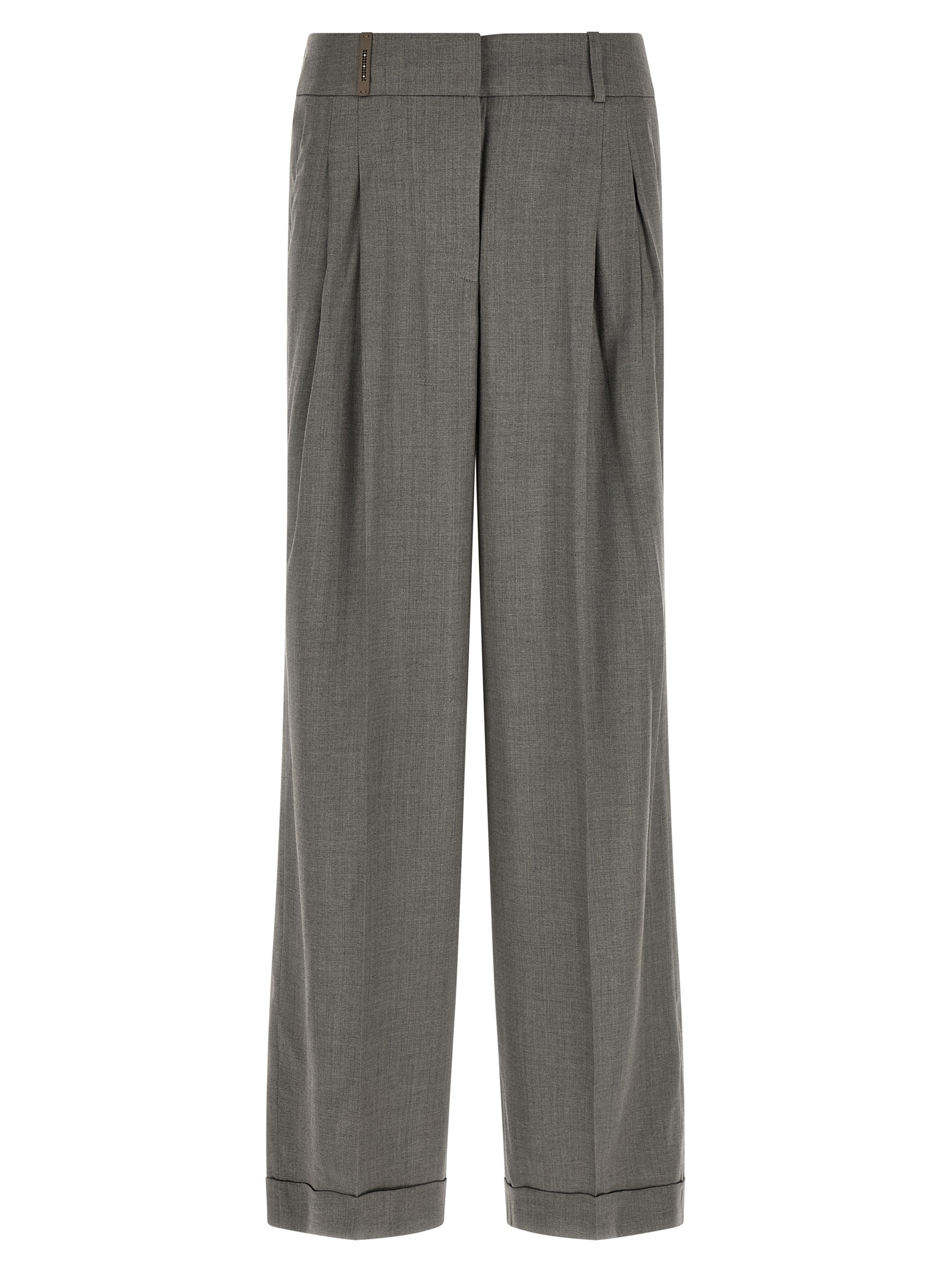 Gray Virgin Wool Casual Pants
