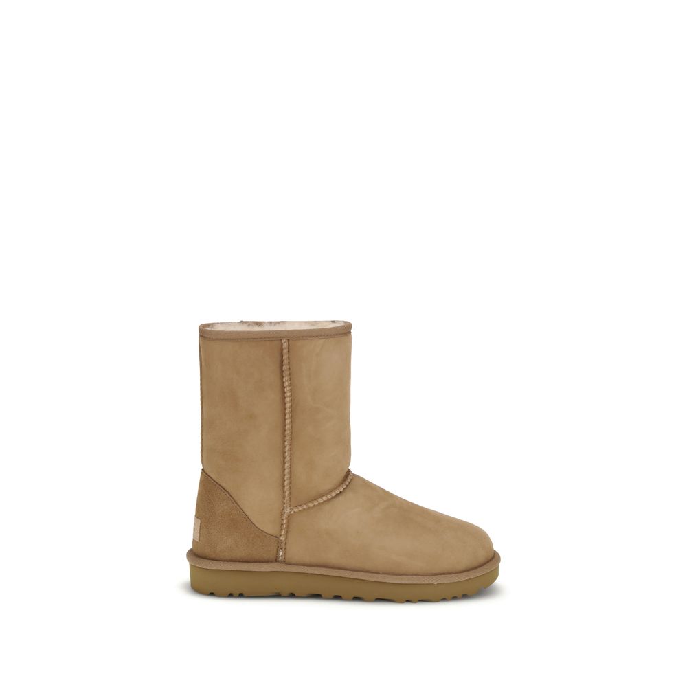 Beige Suede Leather Flat Boots