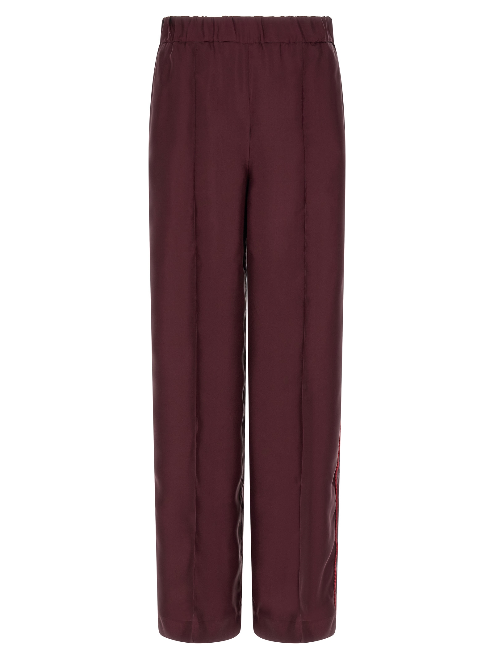 Bordeaux Silk Casual Pants