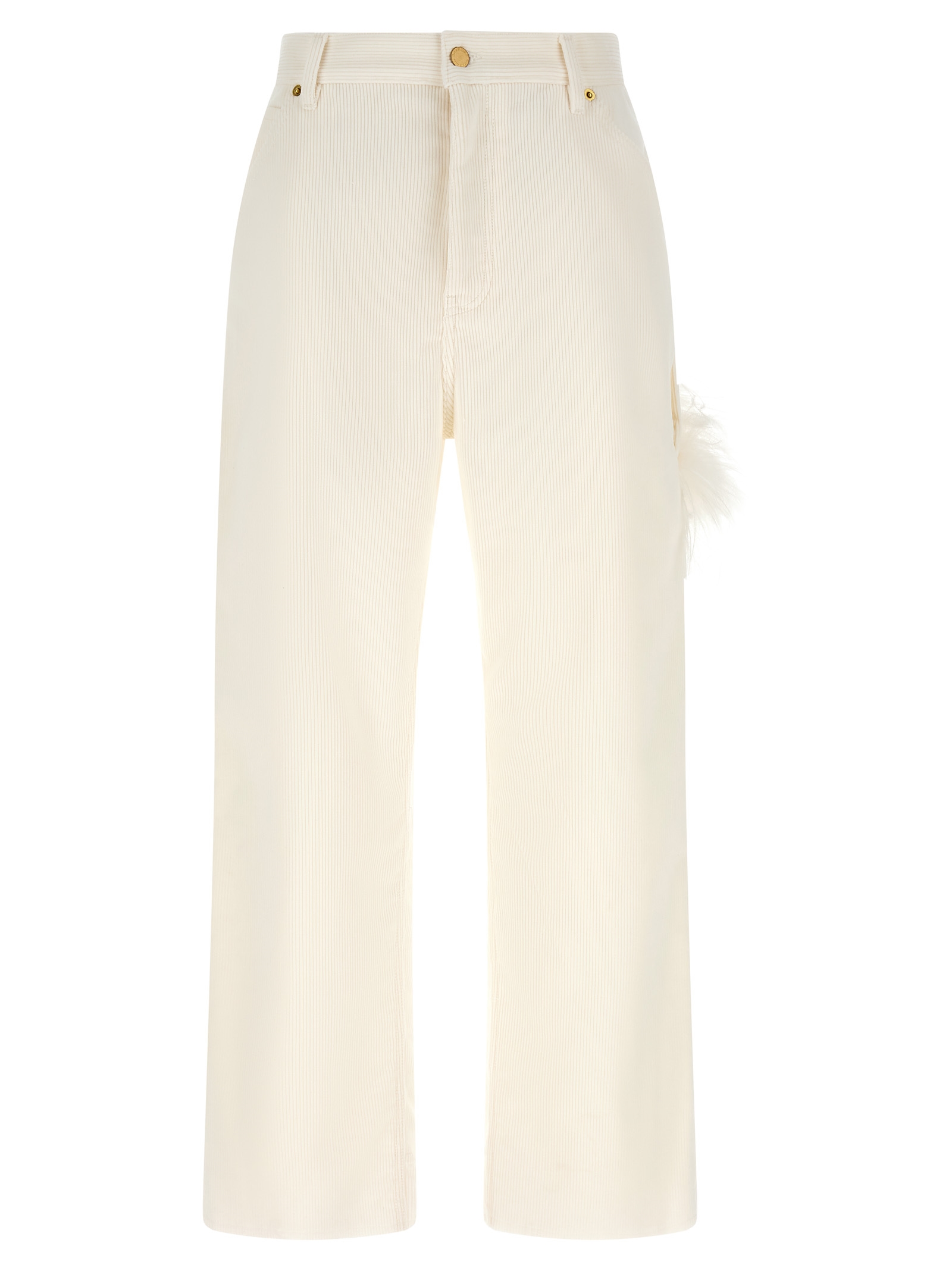 White Cotton Casual Pants