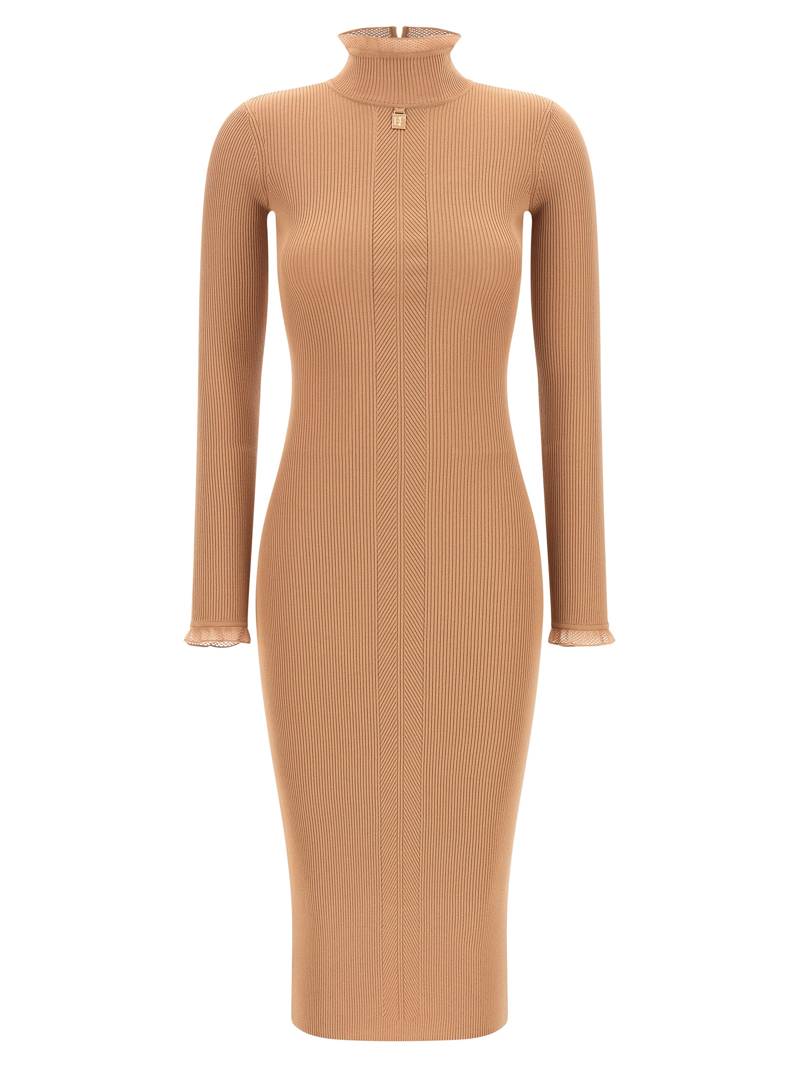 Beige Viscose Midi Dress