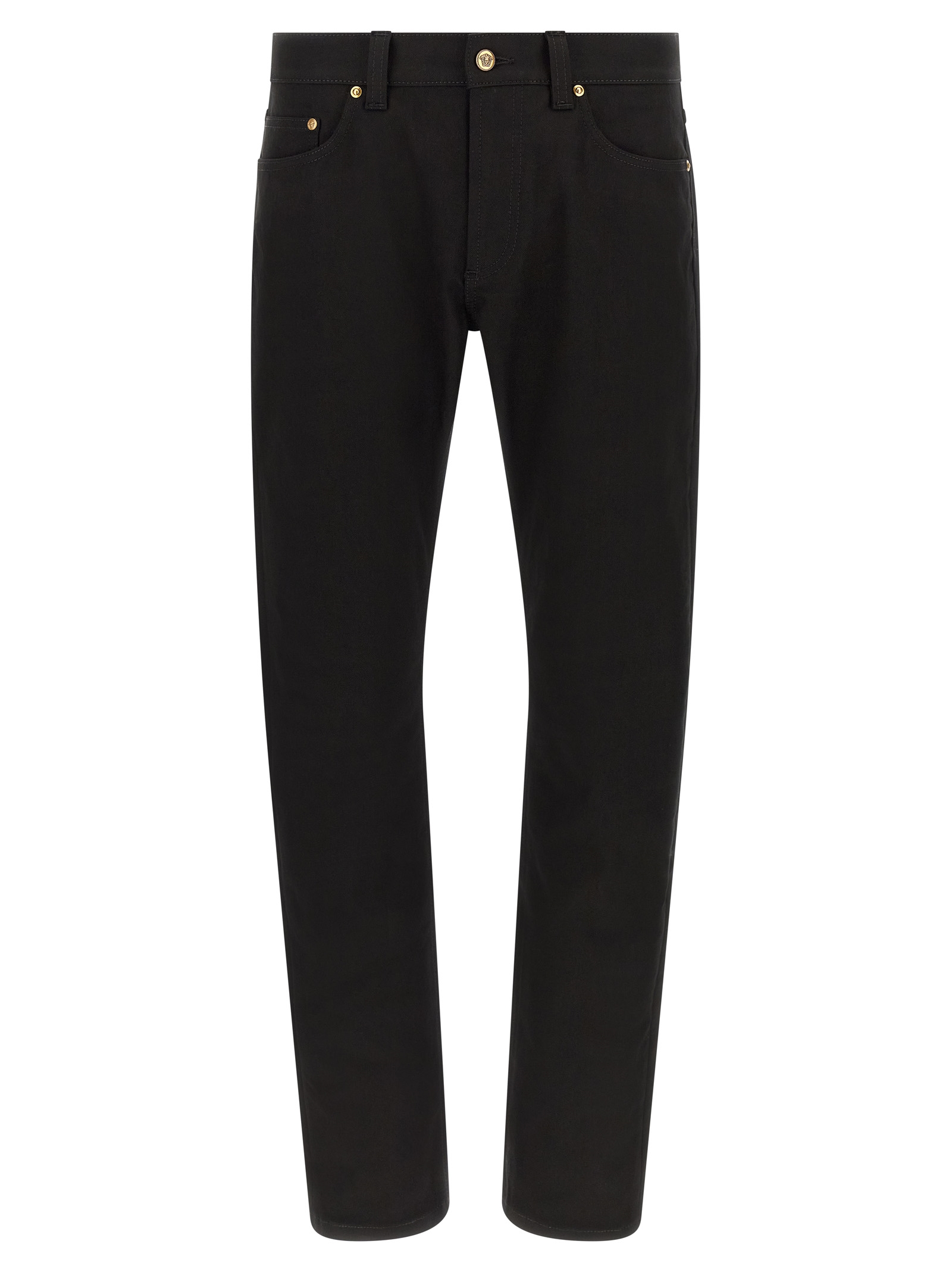 Black Cotton Straight-Leg Jeans