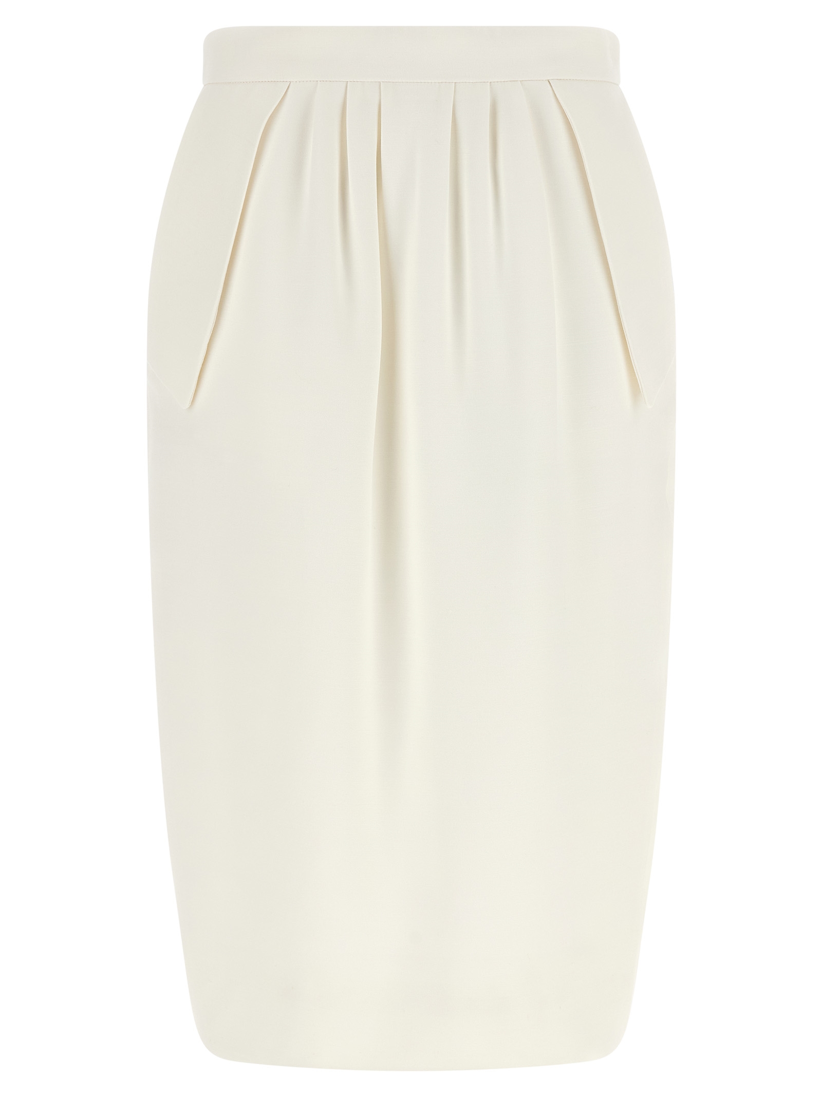 White Polyester Midi Skirt