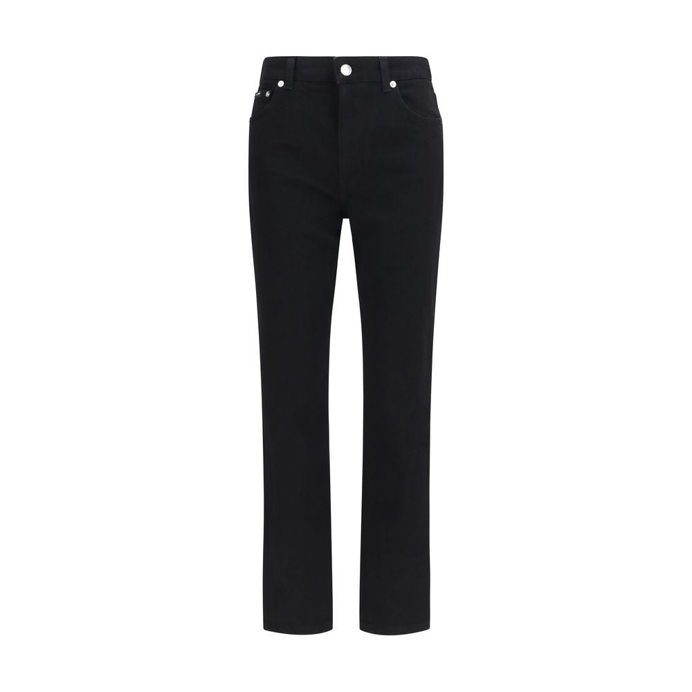 Black Cotton Straight-Leg Jeans