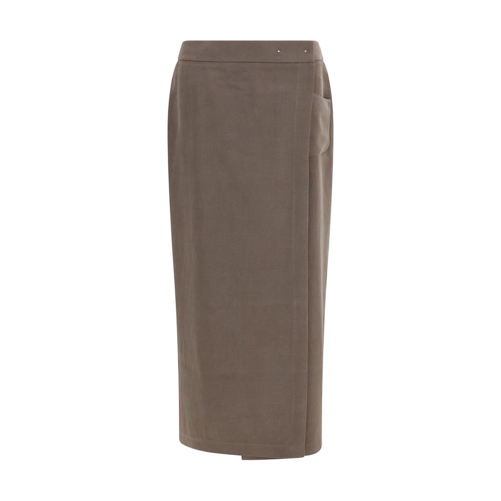 Brown Silk Long Skirt
