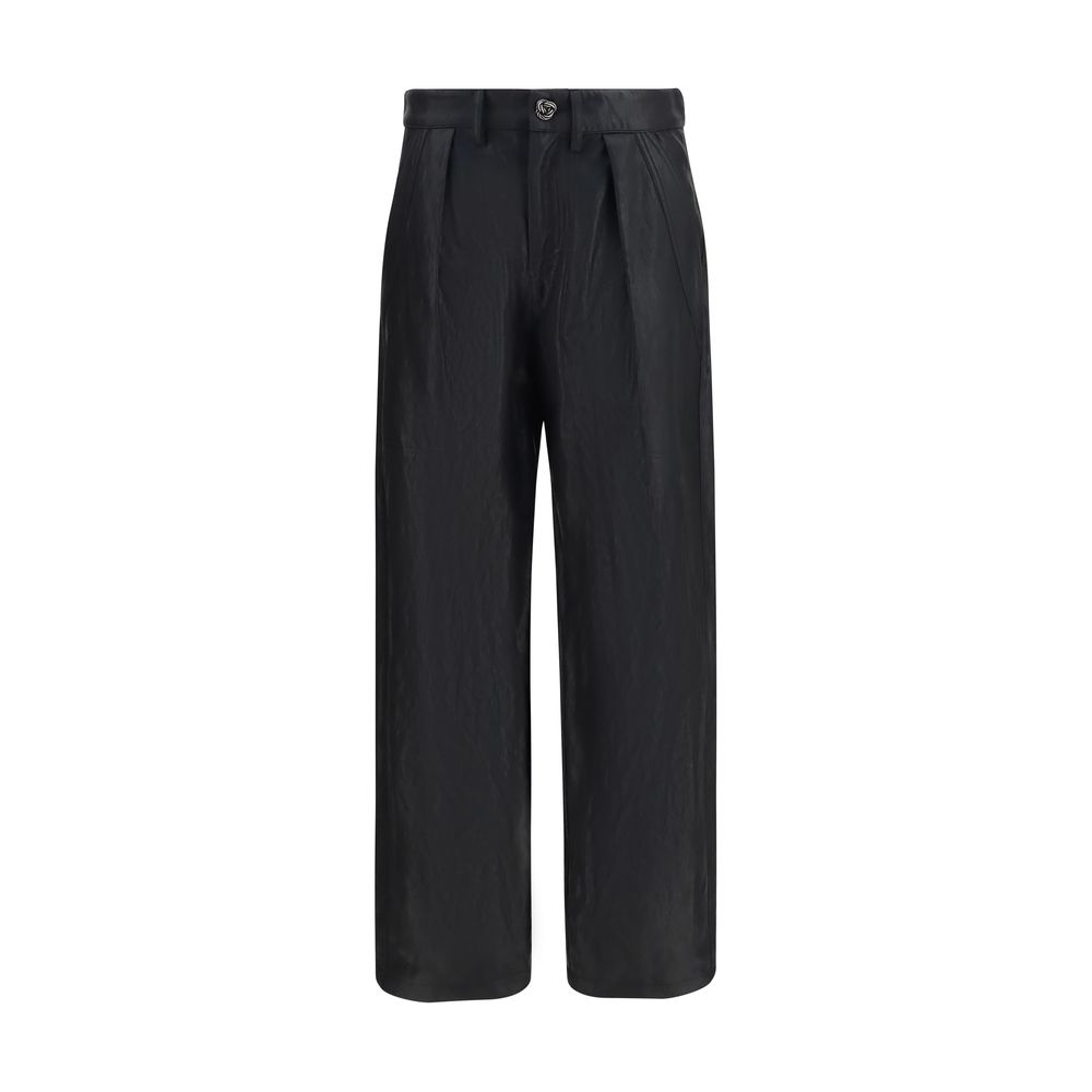 Black Polyester Casual Pants