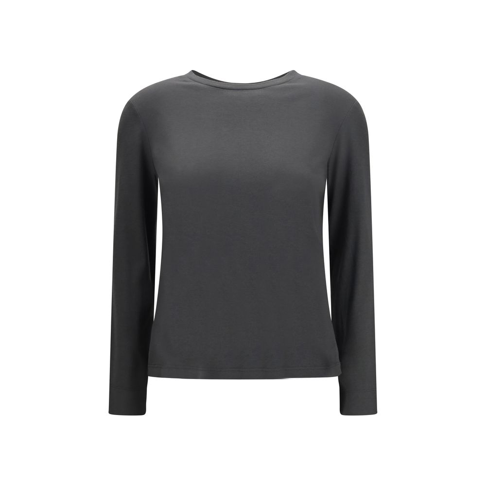 Gray Cotton Long Sleeve T-Shirt