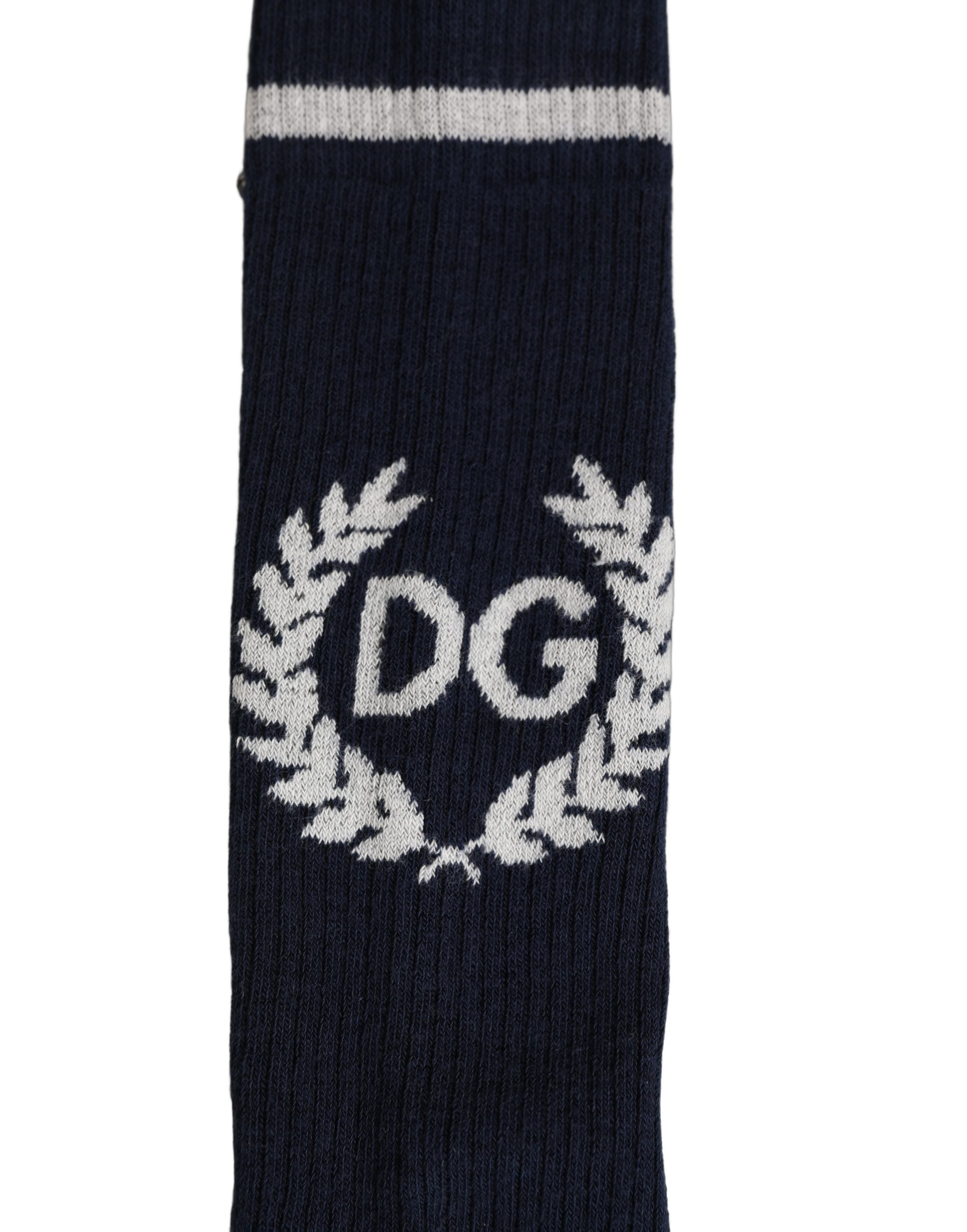 Men Navy Blue DG Logo Mid Calf Accessory Socks