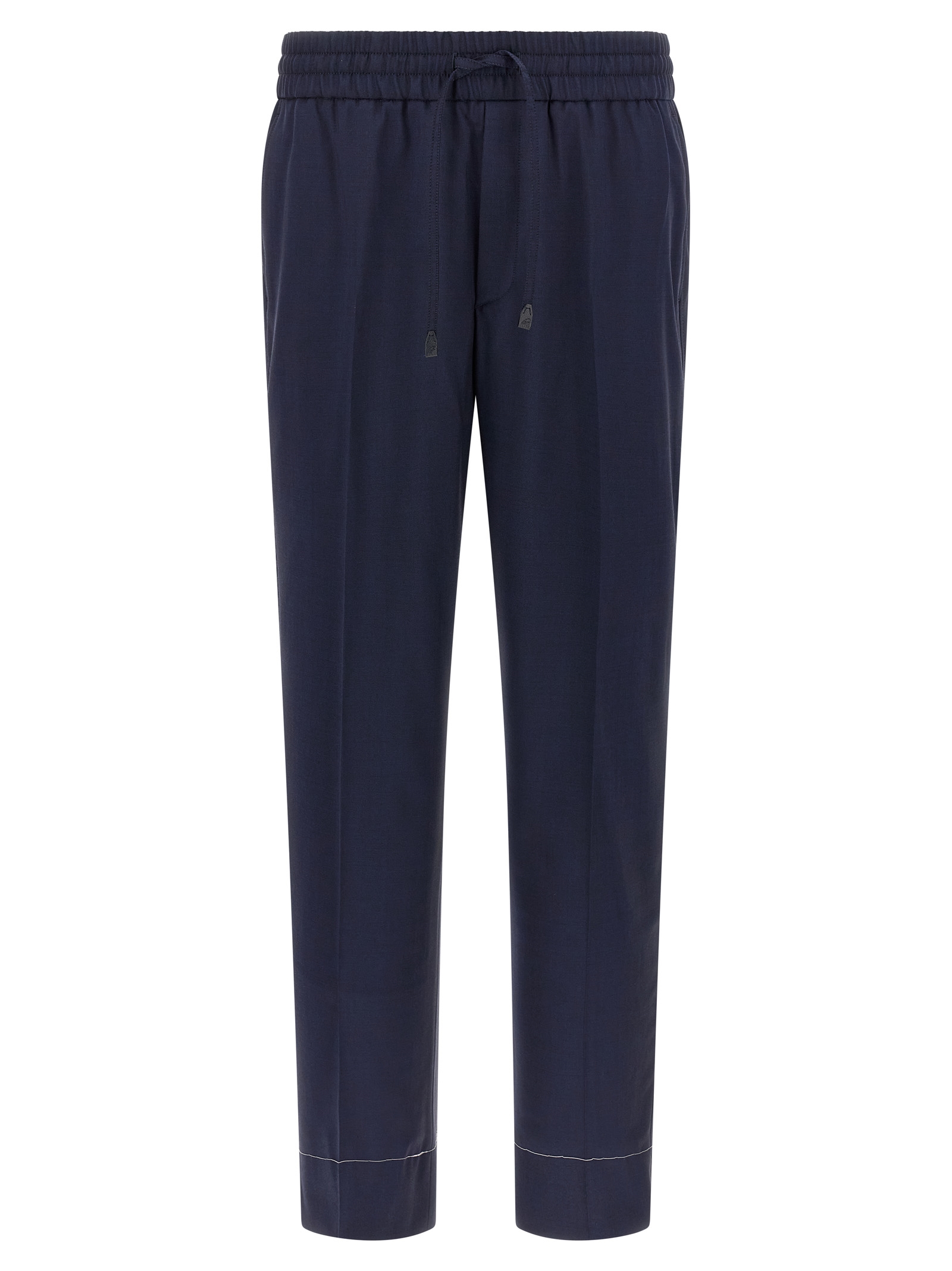 Blue Wool Casual Pants