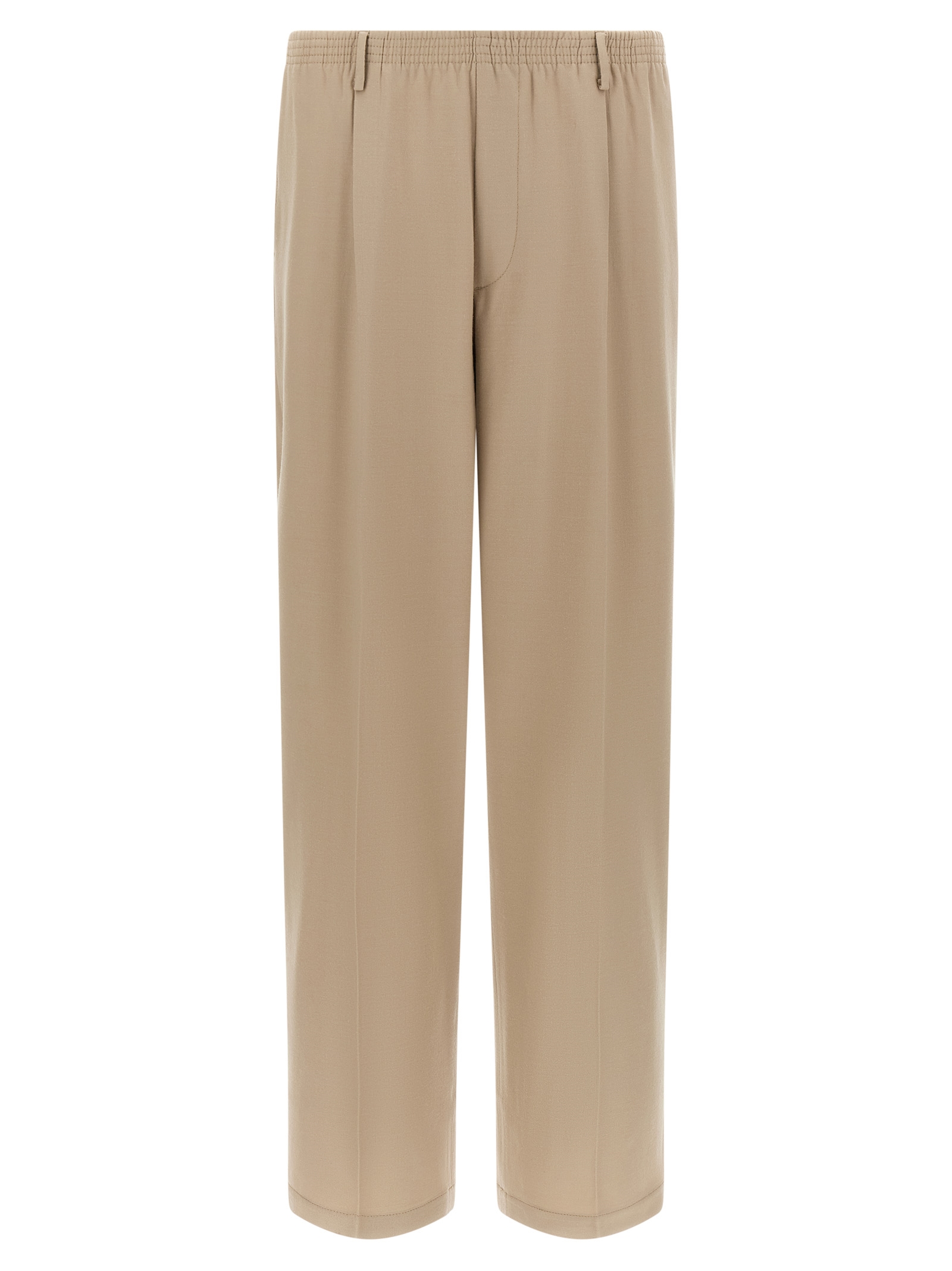 Beige Virgin Wool Casual Pants