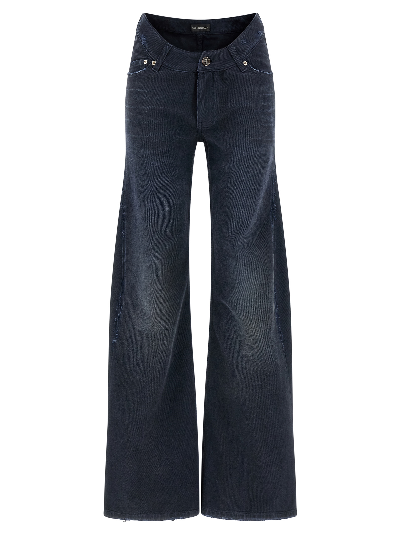 Blue Cotton Flared Jeans