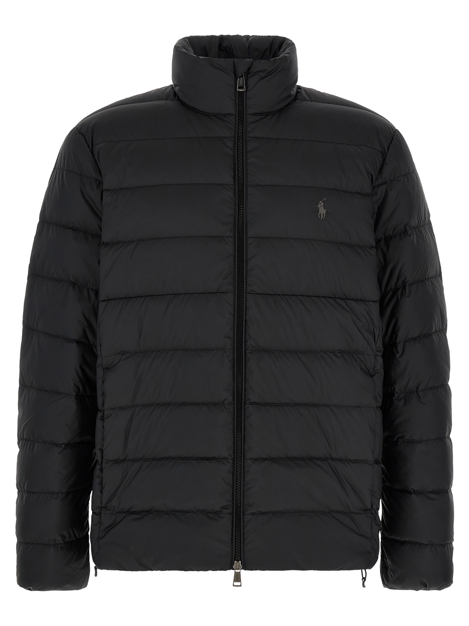 Black Polyester Full-Length Jacket