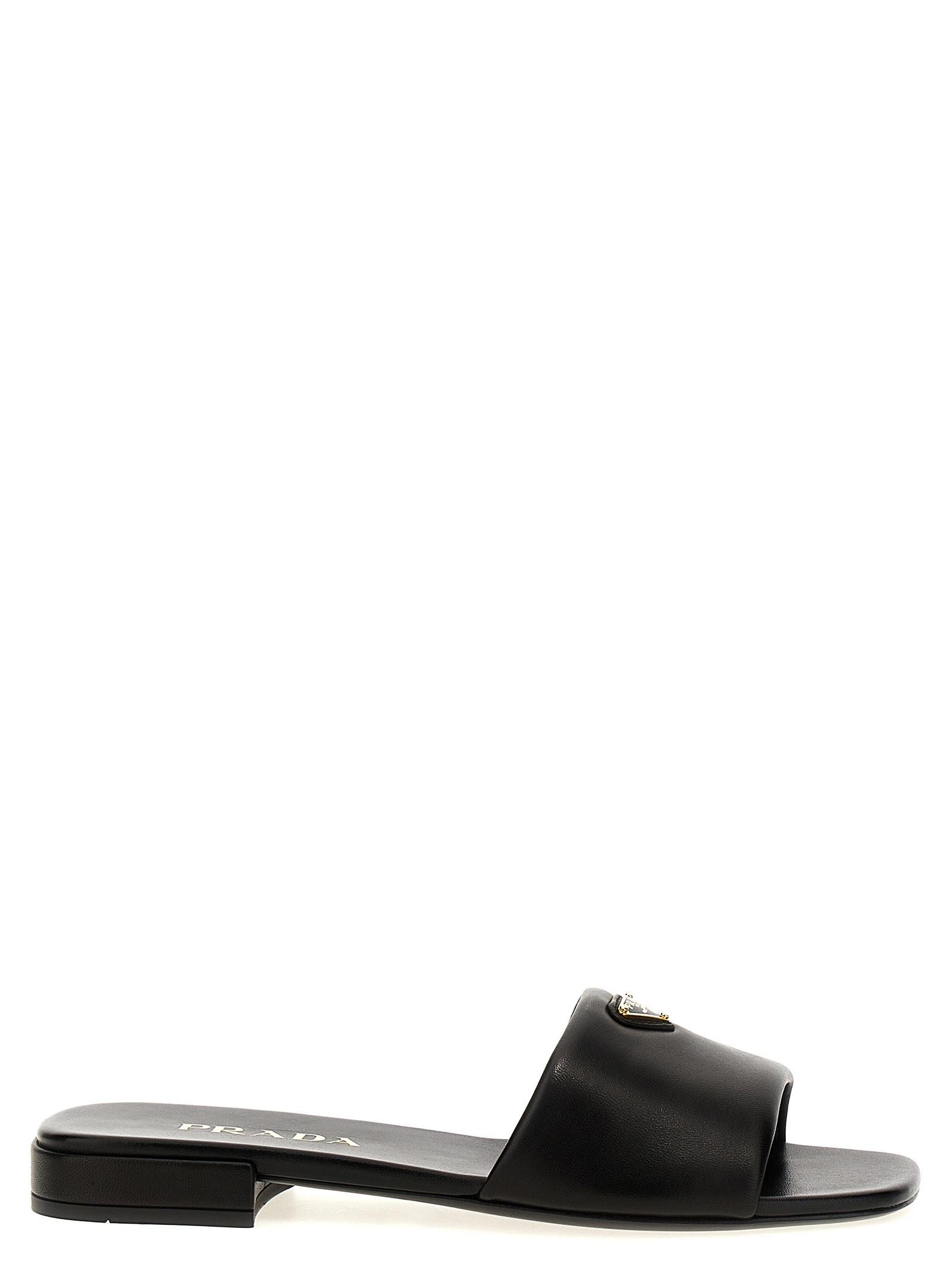 Black Lamb Leather Slides