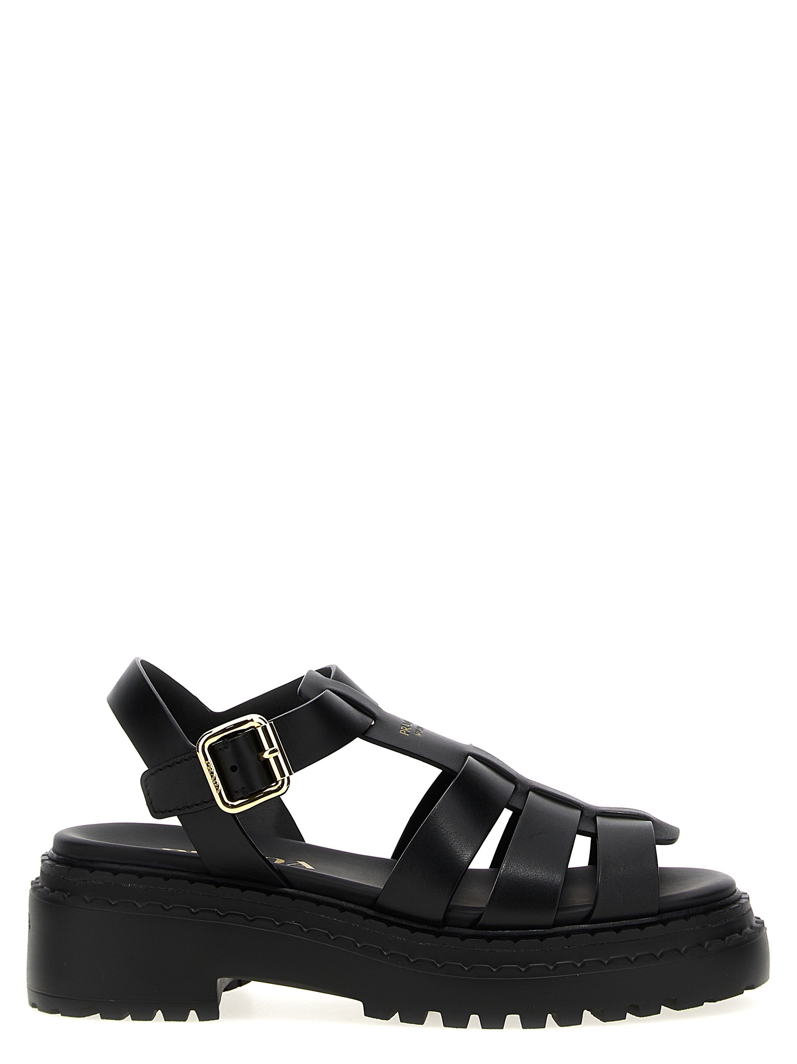 Black Calfskin Flat Sandals