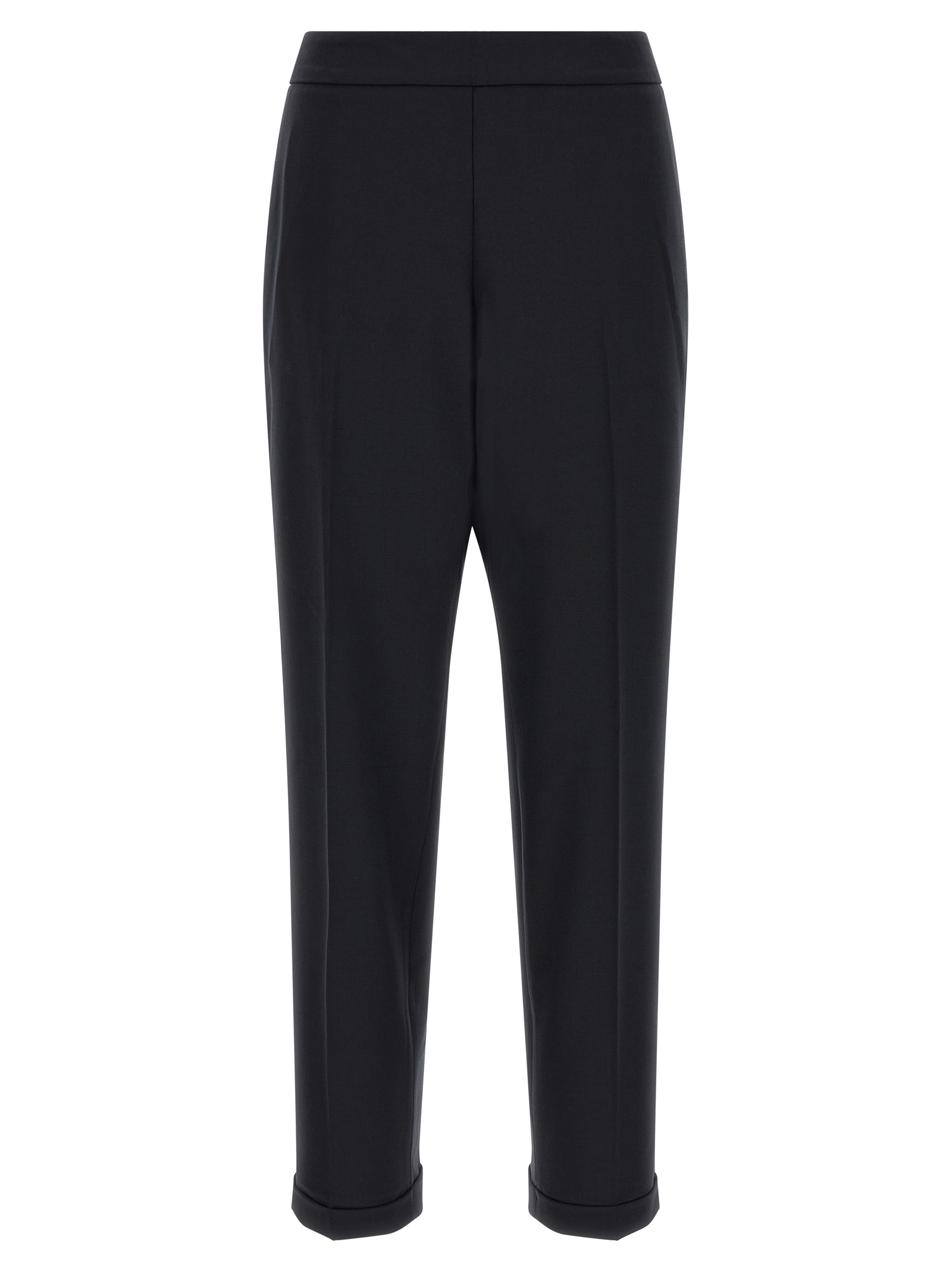 Black Polyester Cropped Pants