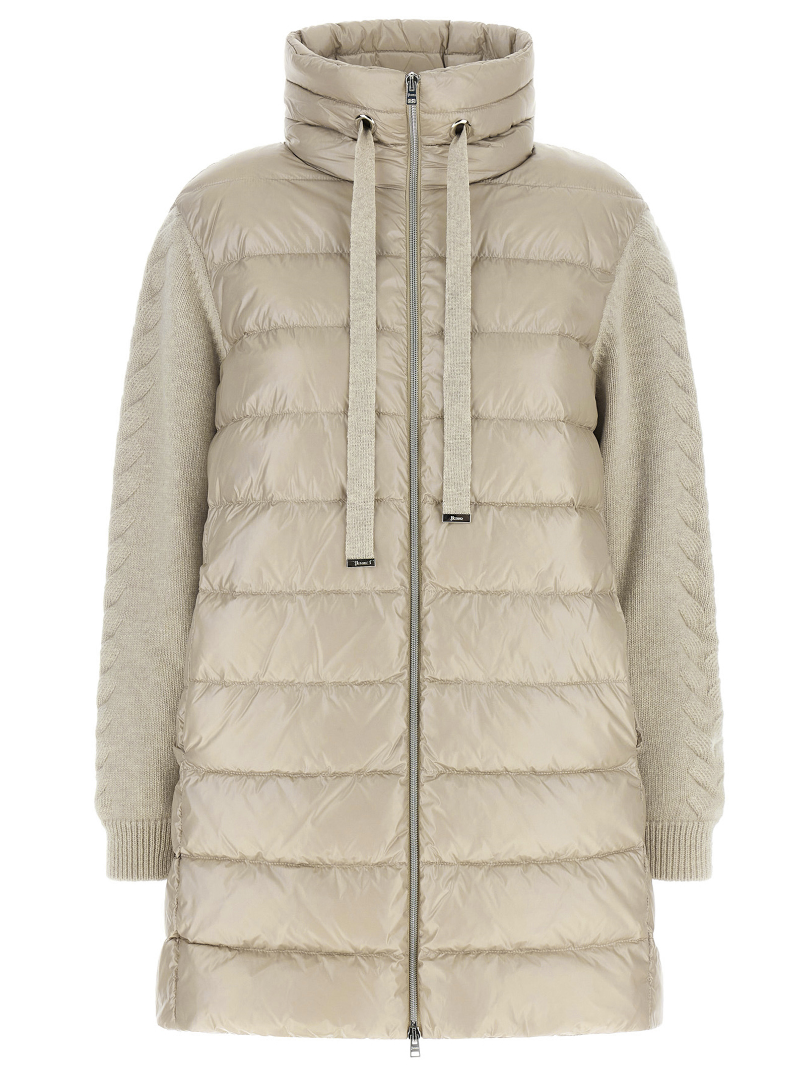 Beige Polyamide Full-Length Jacket