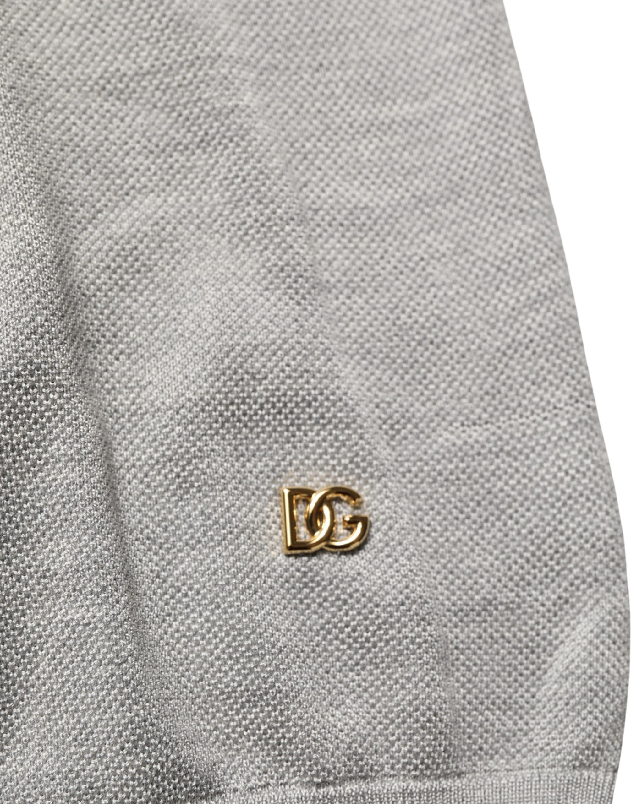 Gray Silk Crew Neck Short Sleeves T-shirt