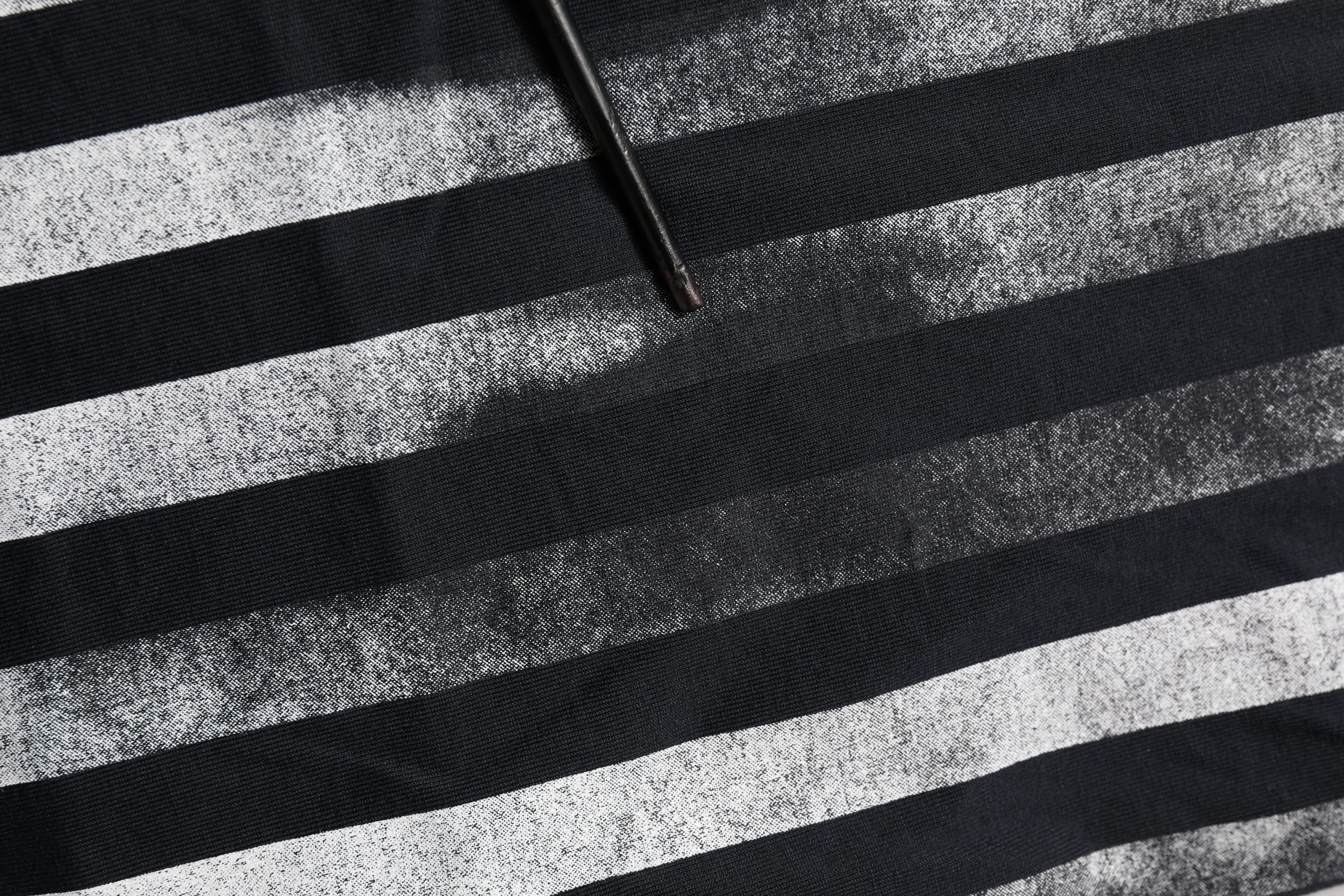 Blue Striped Print Cotton Crew Neck T-shirt