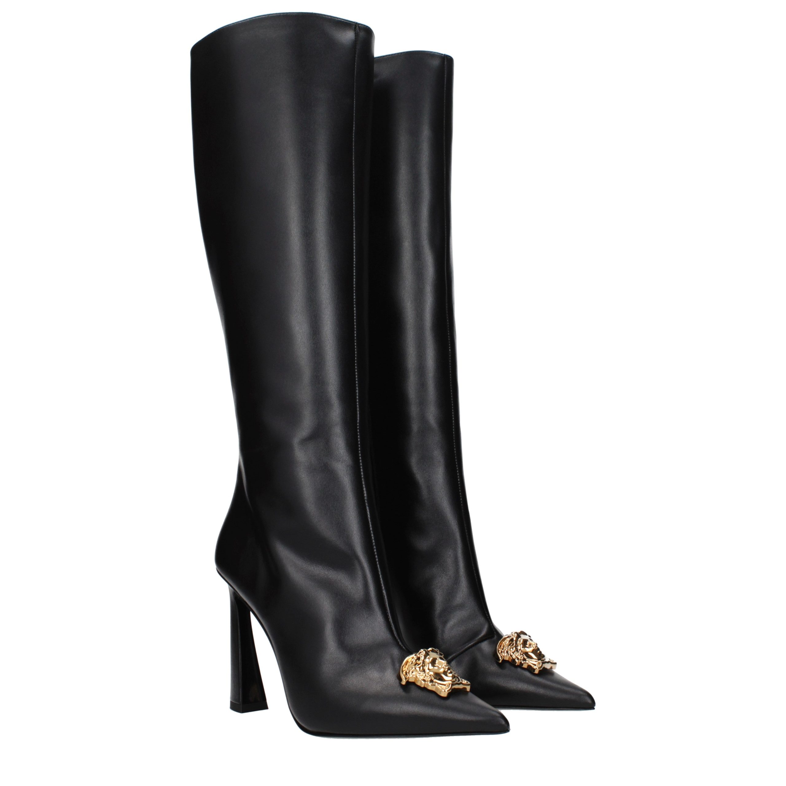 Black Leather High Heel Boots 2