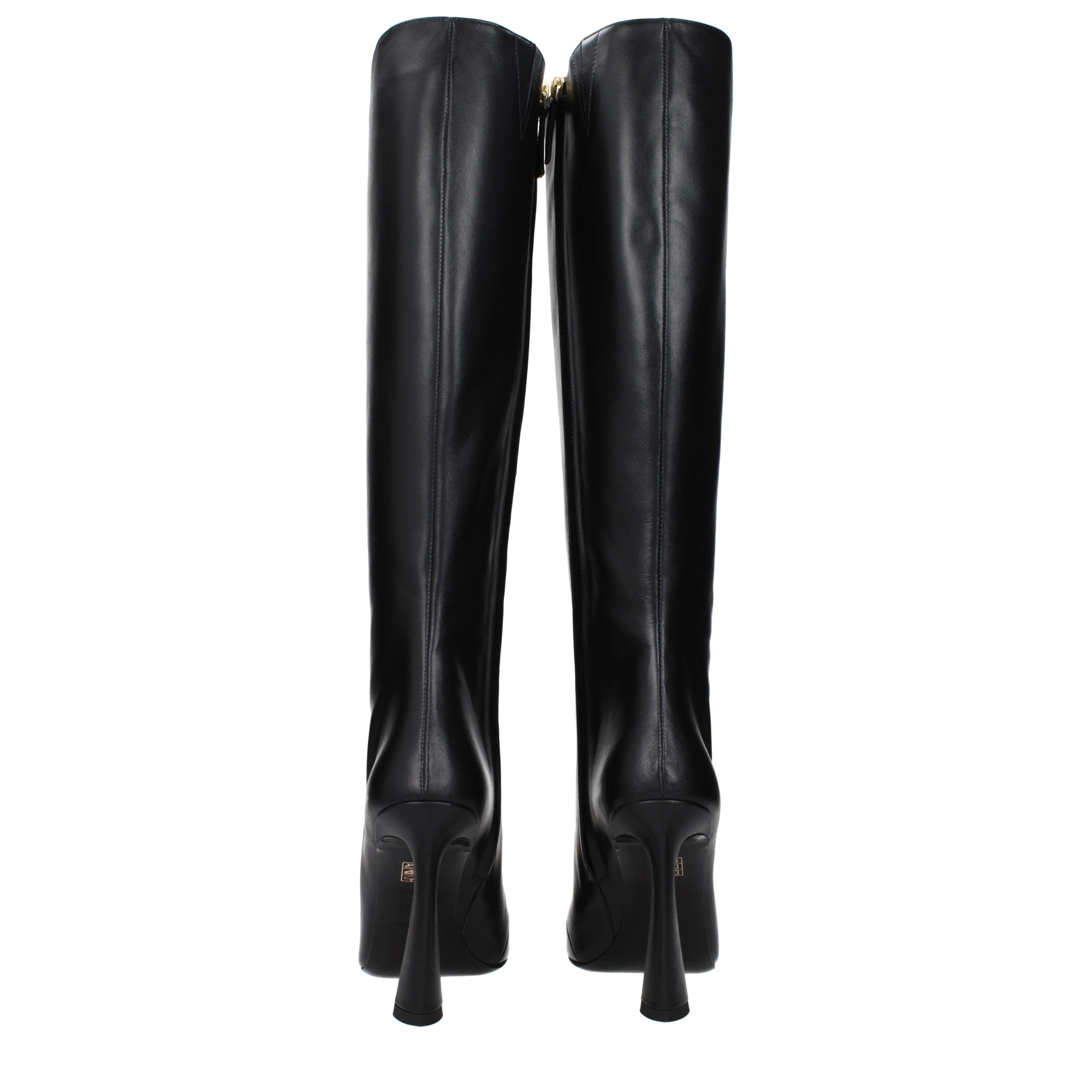 Black Leather High Heel Boots 5