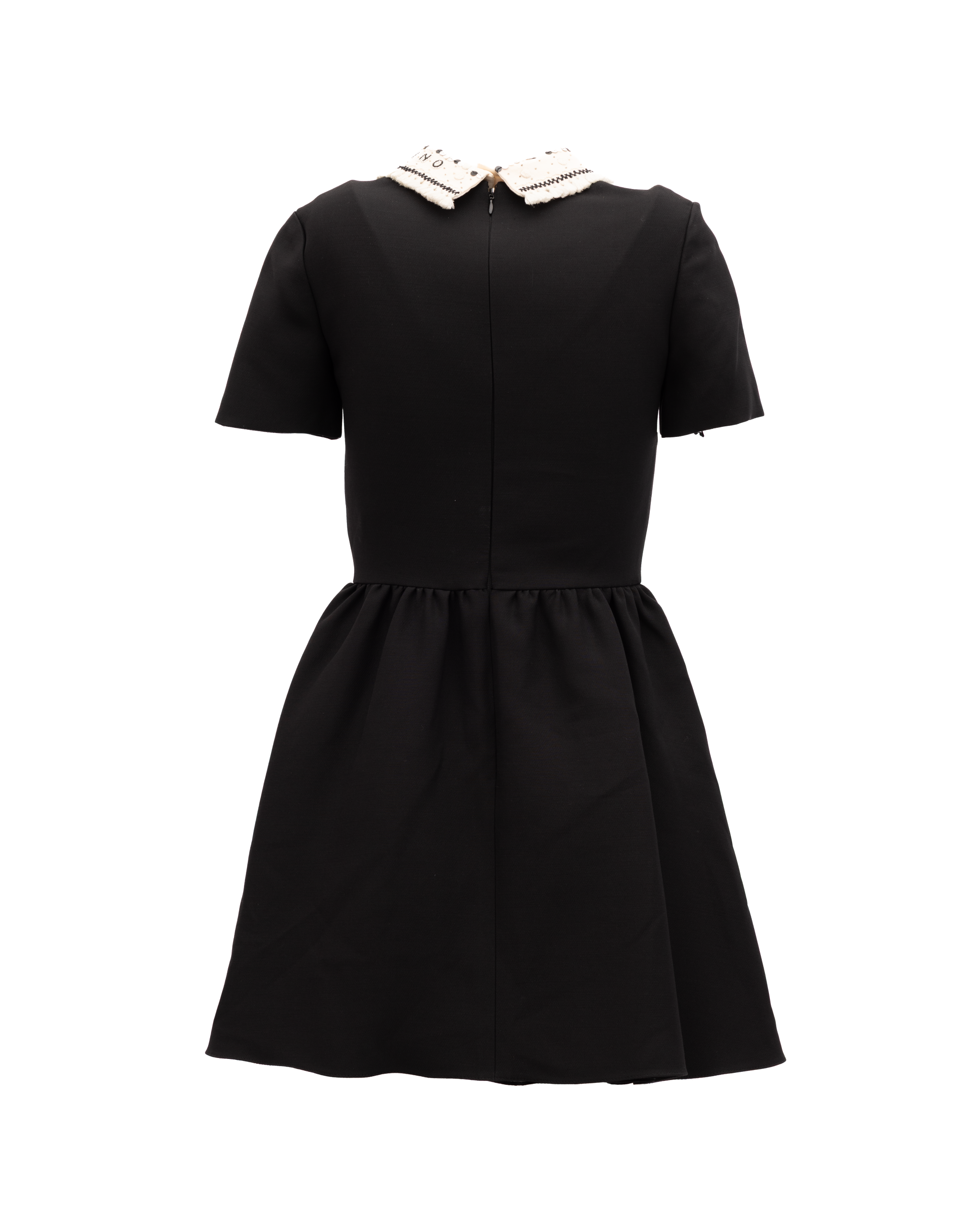 Black Mini Dress with Embellished Collar