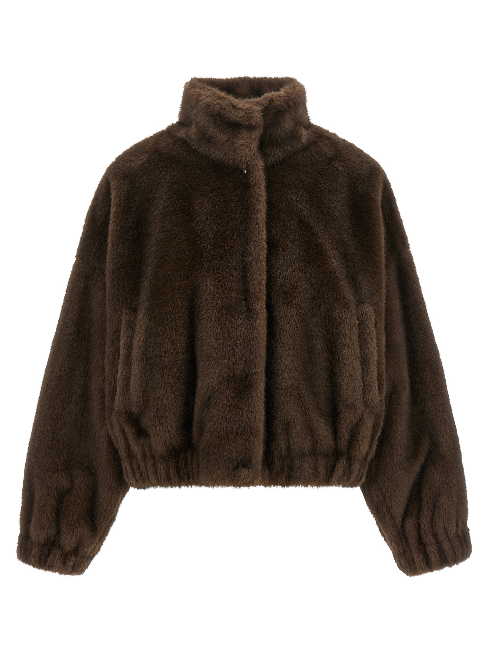 Brown Polyester Full-Length Jacket