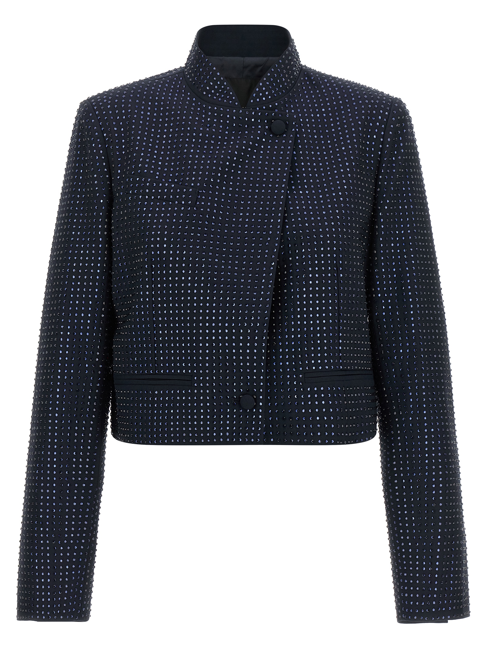 Blue Polyester Full-Length Jacket