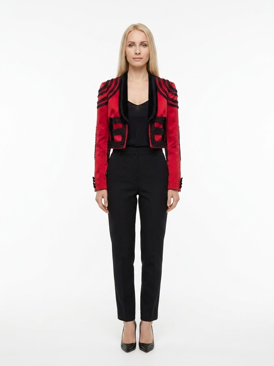 Bicolor Cotton Full-Length Jacket
