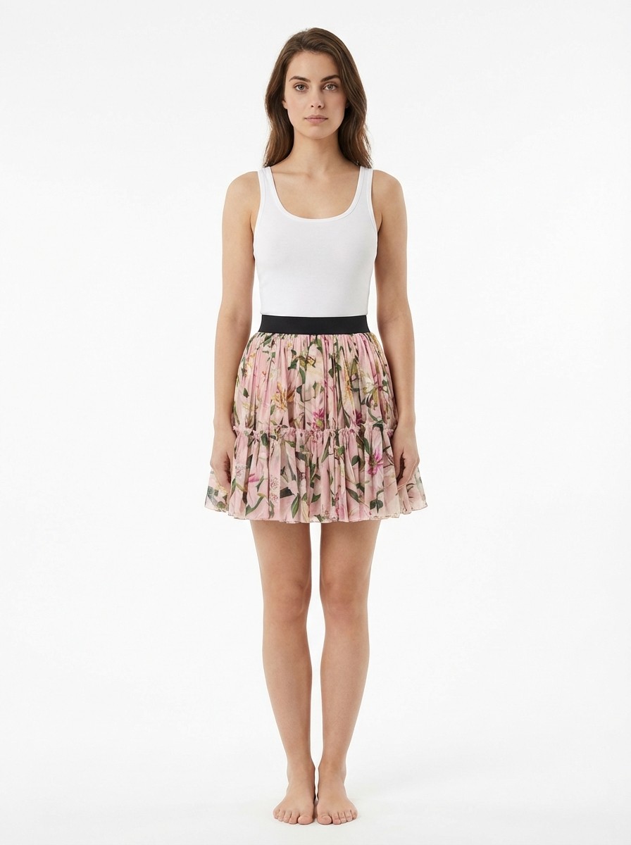 Pink Silk Mini Skirt