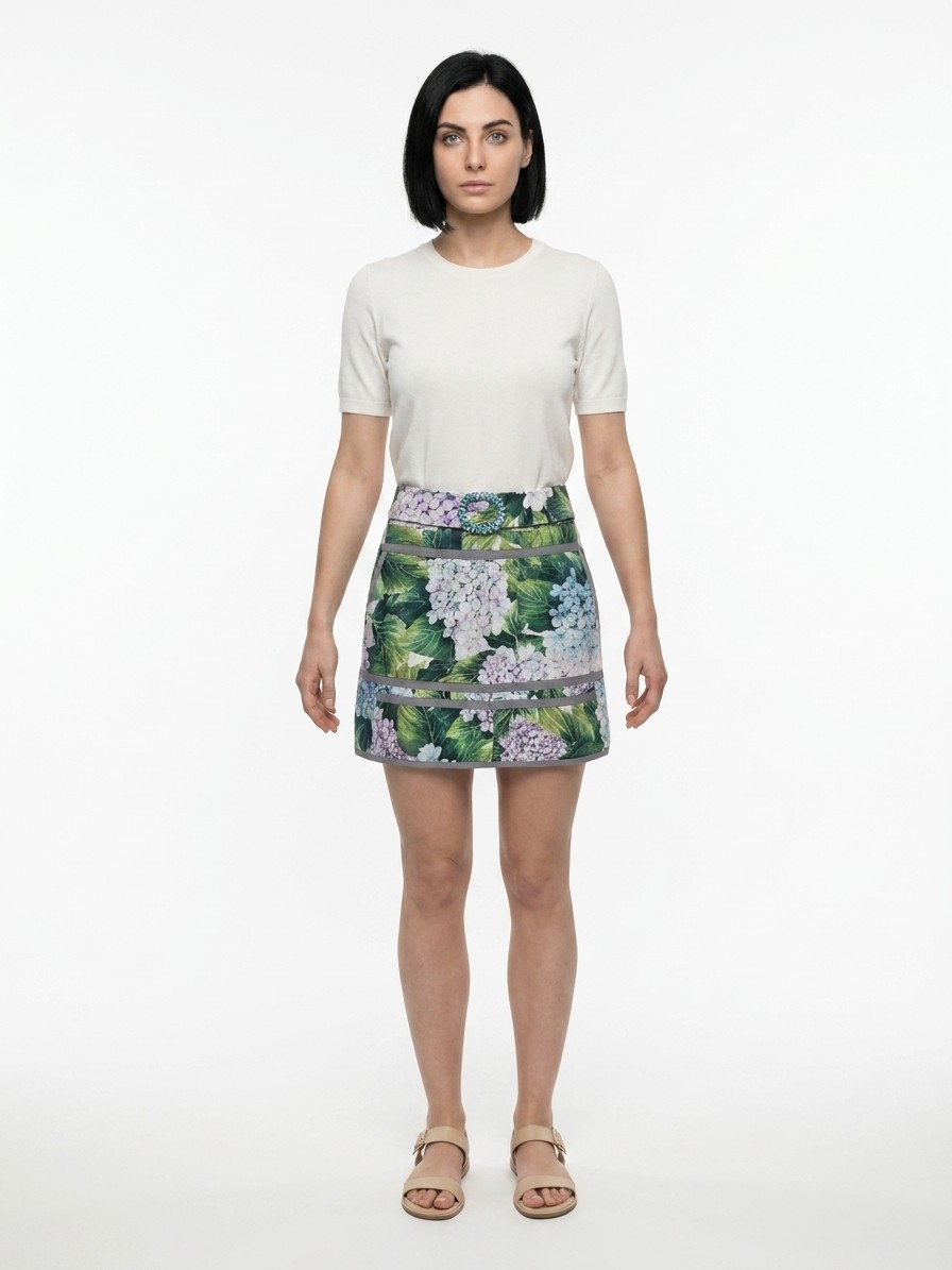 Bicolor Cotton Mini Skirt