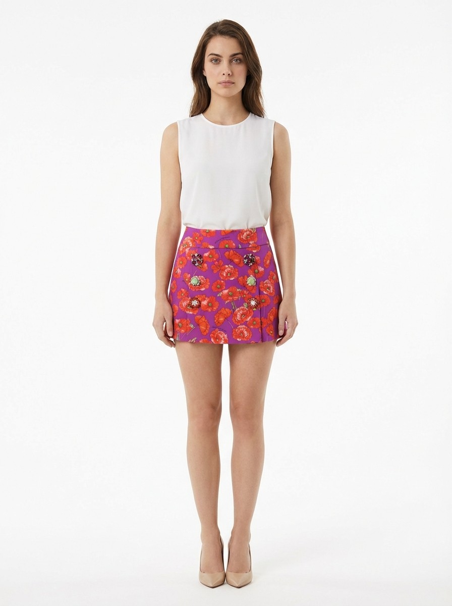 Bicolor Cotton Mini Skirt