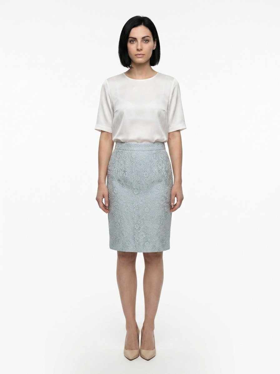 Bicolor Polyester Midi Skirt