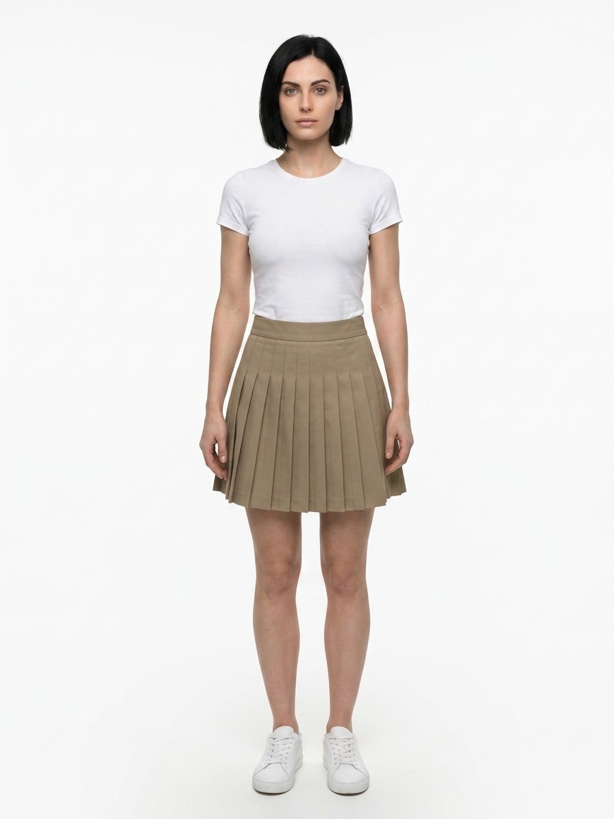 Brown Cotton Mini Skirt