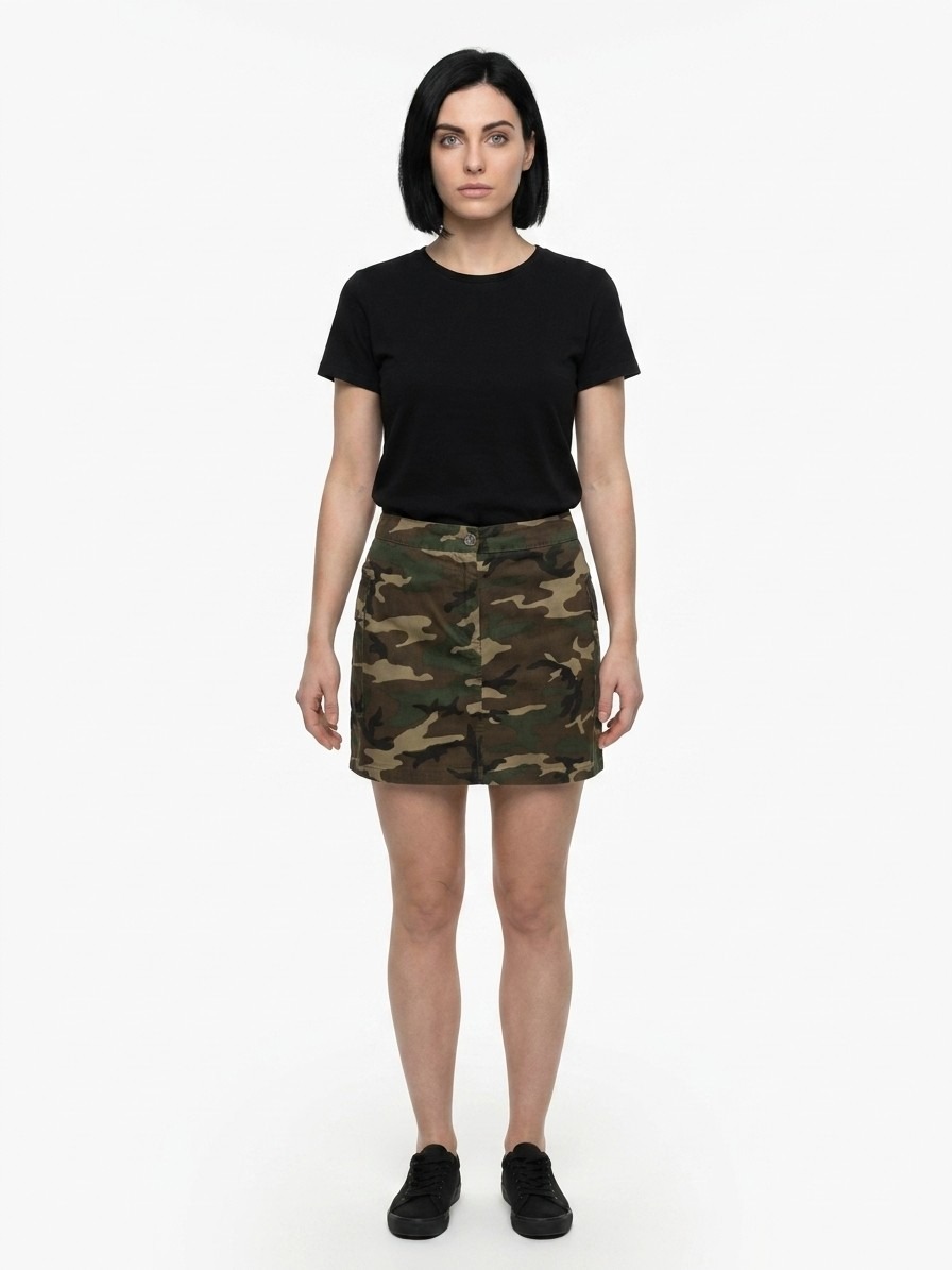 Army Cotton Mini Skirt