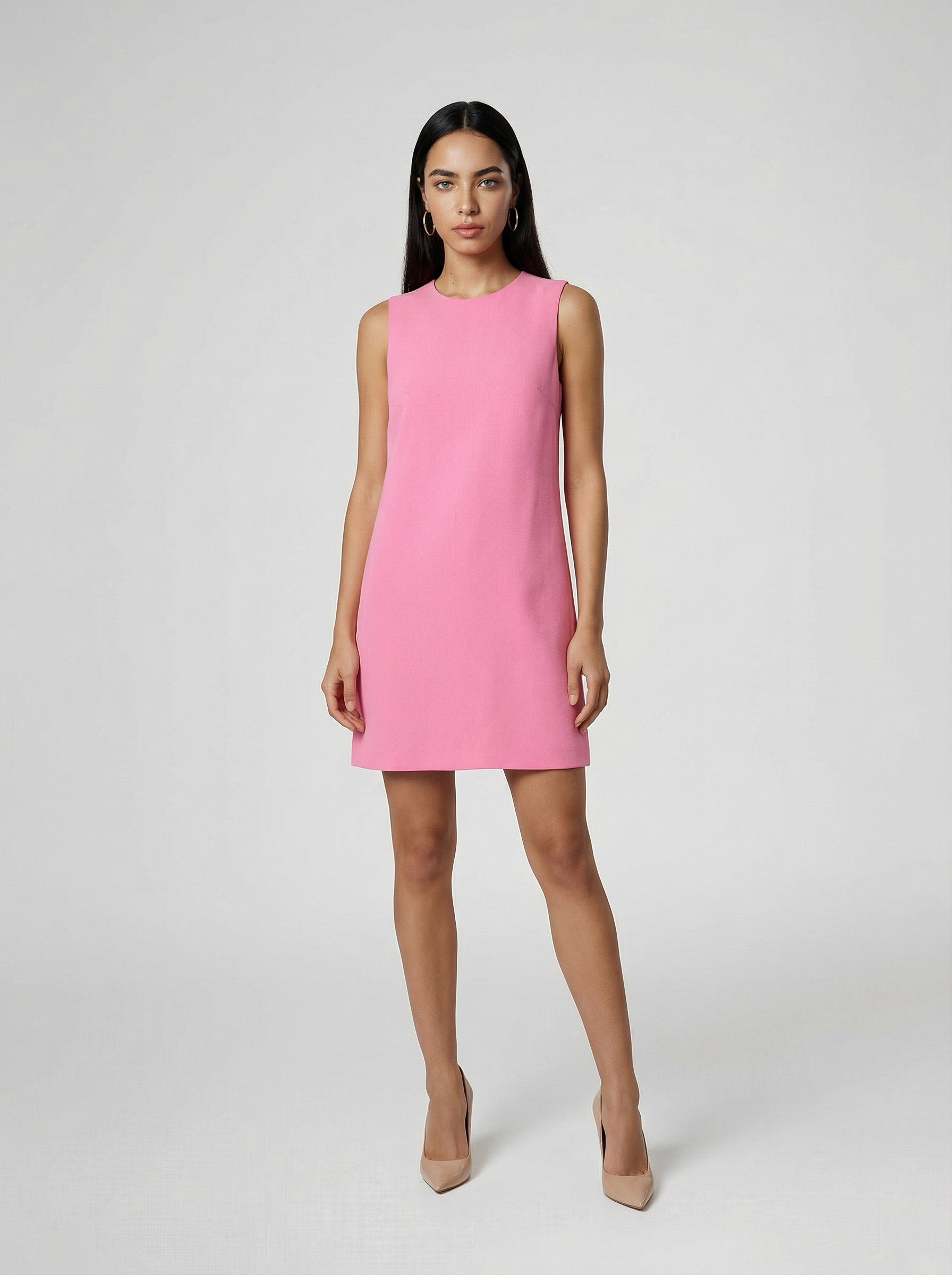 Pink Acetate Casual Dress
