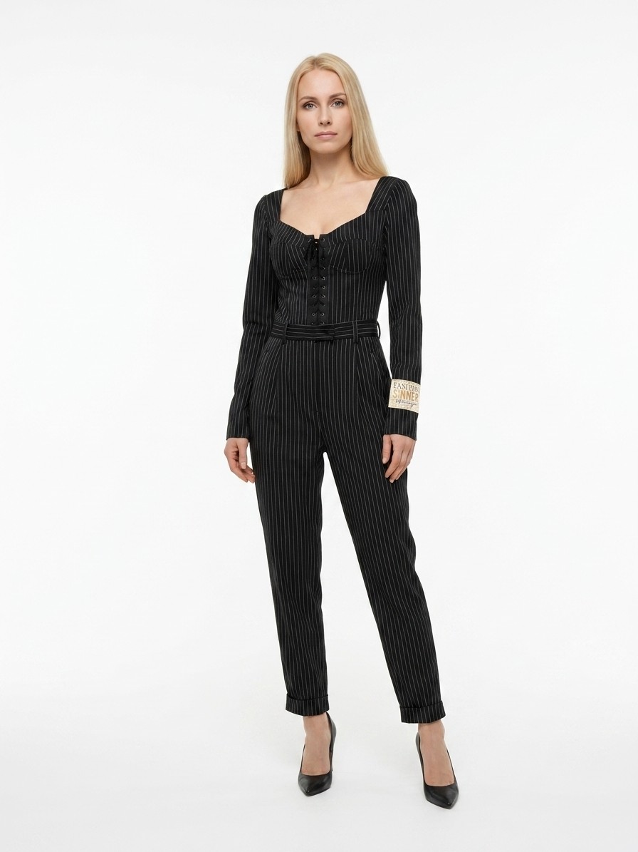 Black And White Cotton Jumpsuit