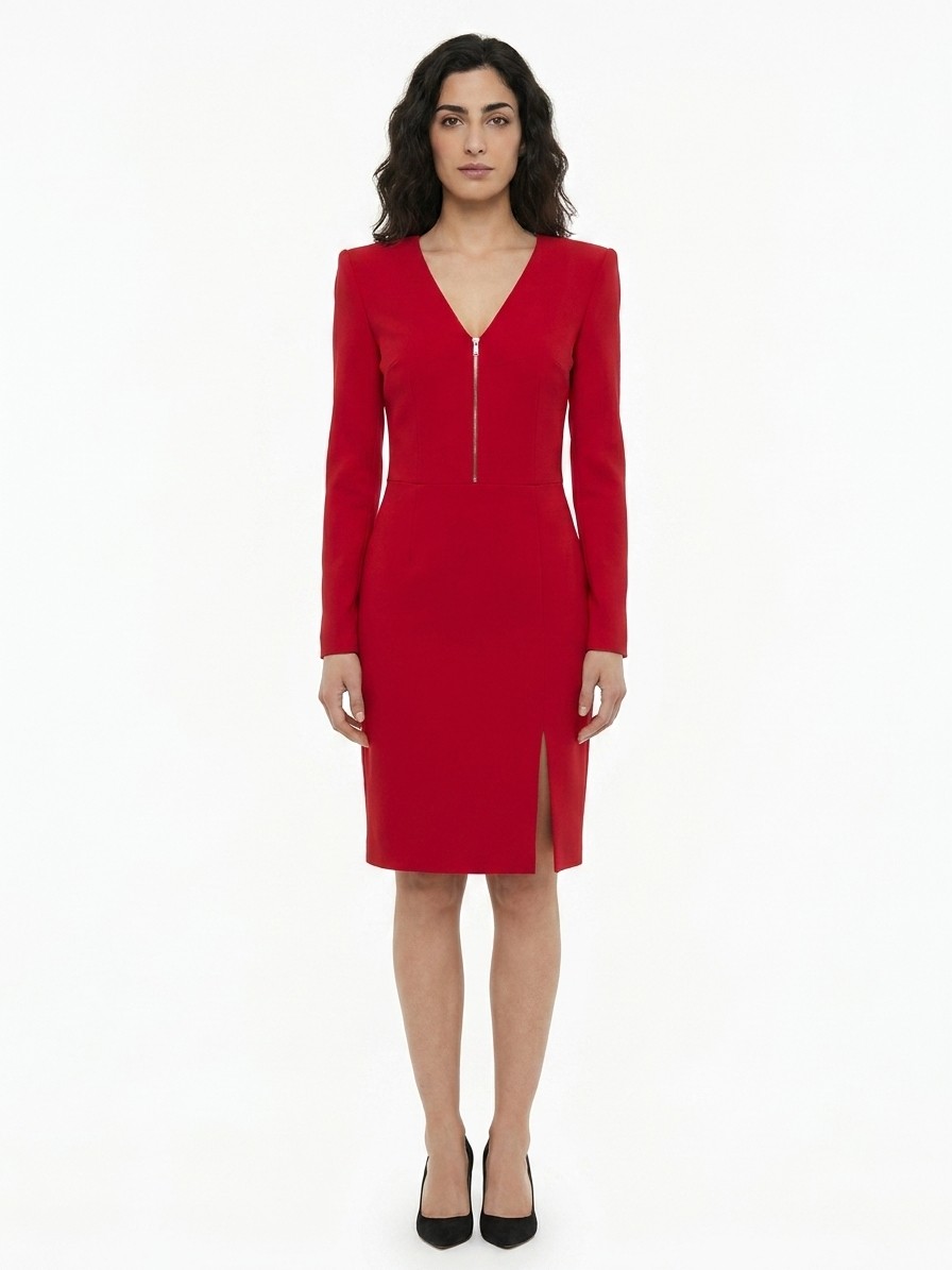 Red Cotton Cocktail Dress
