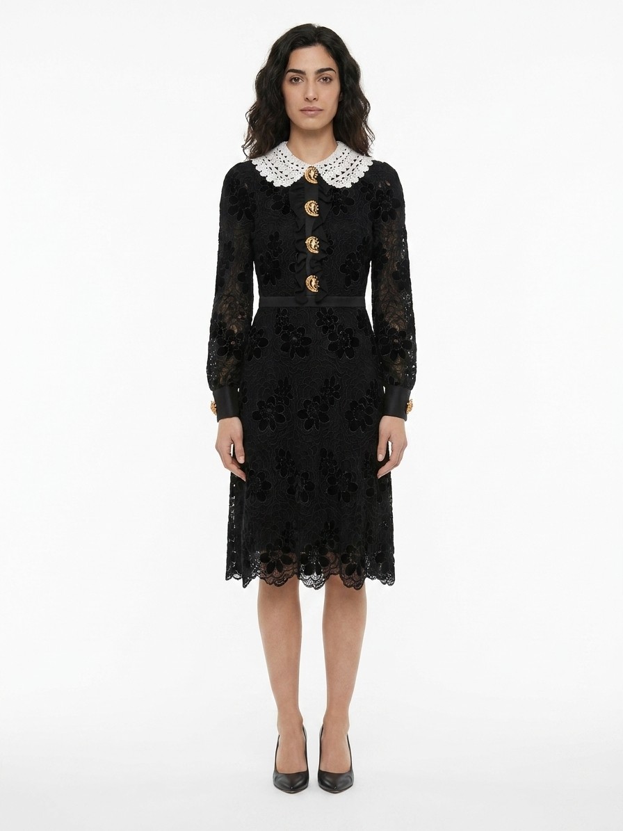 Black Polyester Cocktail Dress