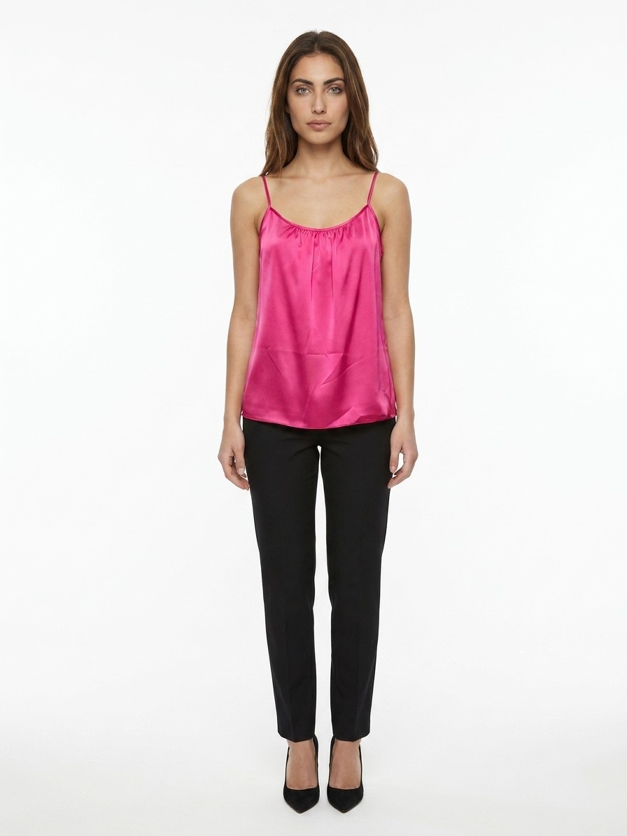 Pink Silk Sleeveles T-Shirt