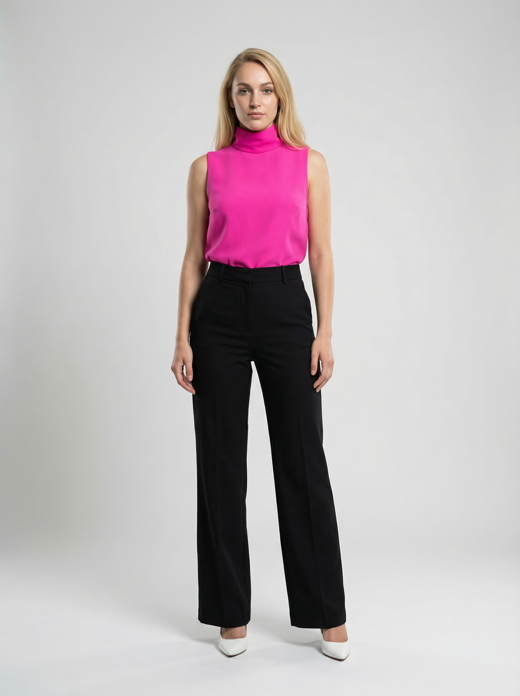 Pink Virgin Wool Sleeveles T-Shirt
